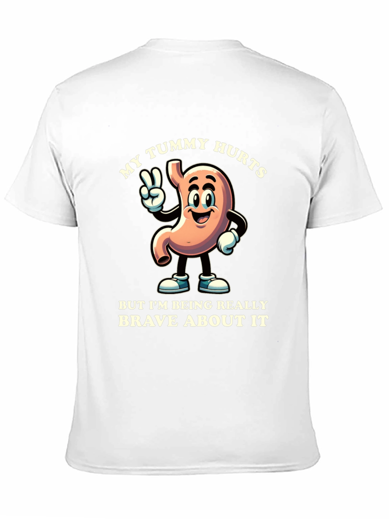 My Tummy Hurts Brave Cartoon Stomach Black T-Shirt