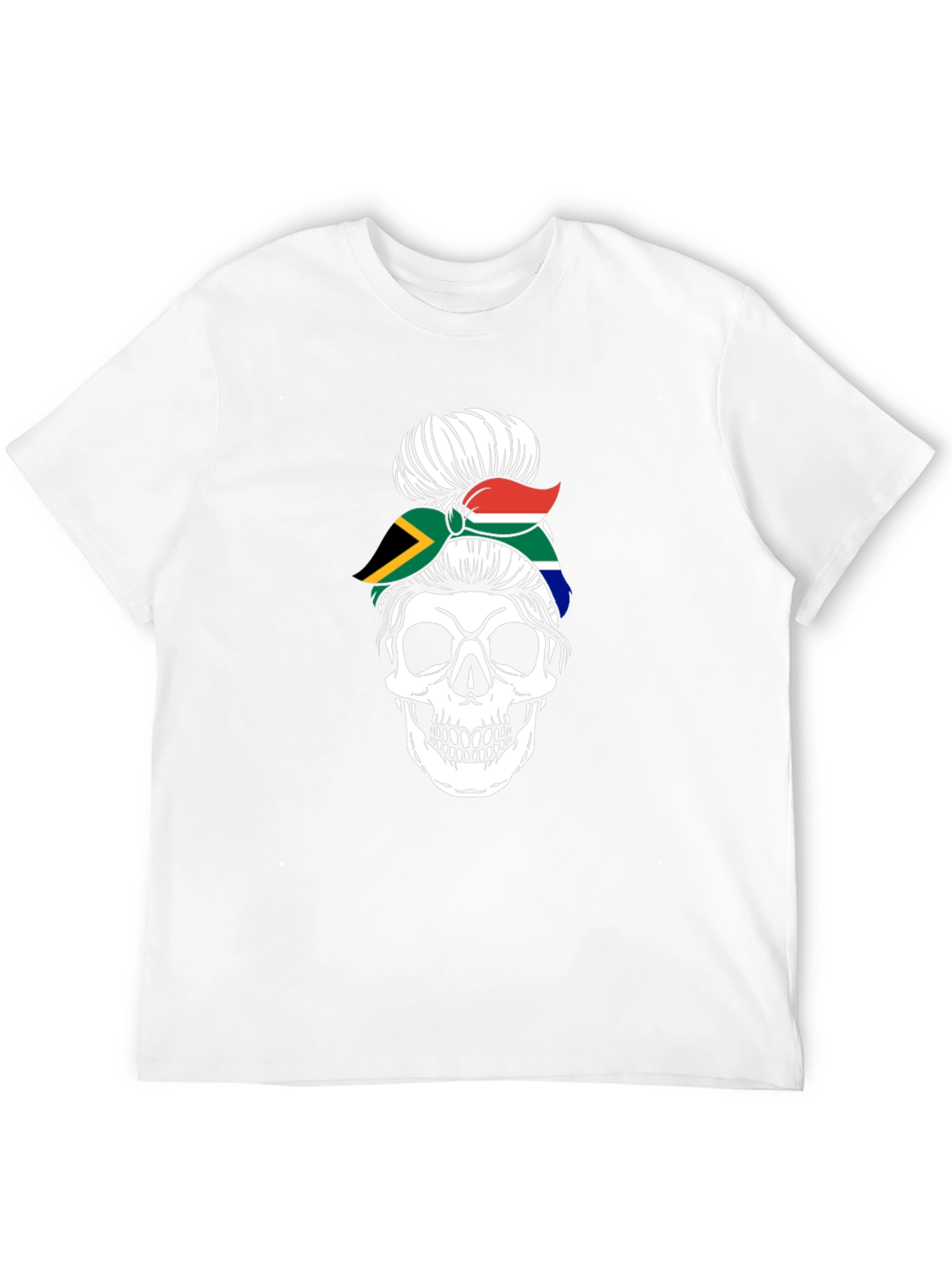 South Africa Skull Messy Bun T-Shirt