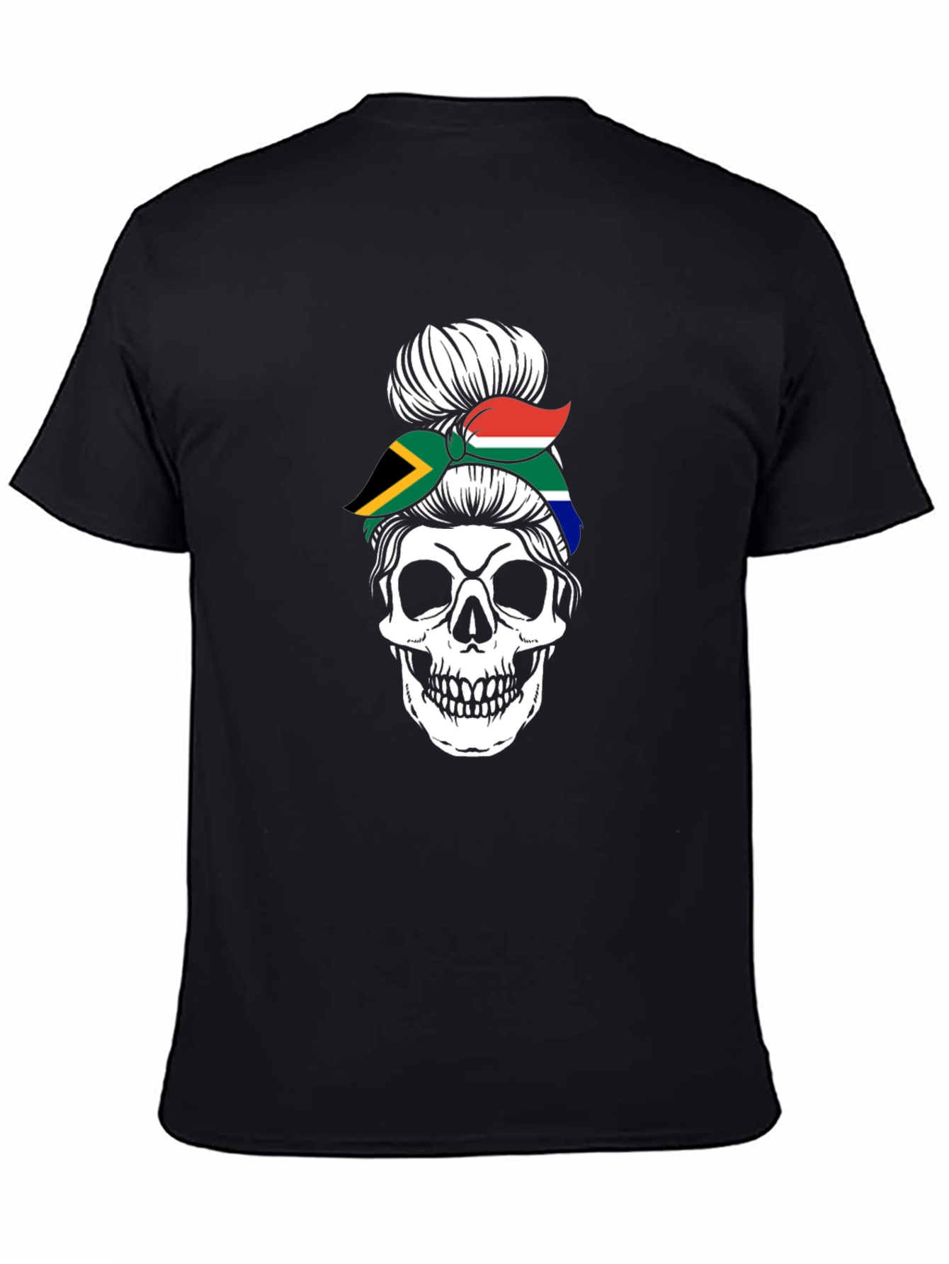 South Africa Skull Messy Bun T-Shirt