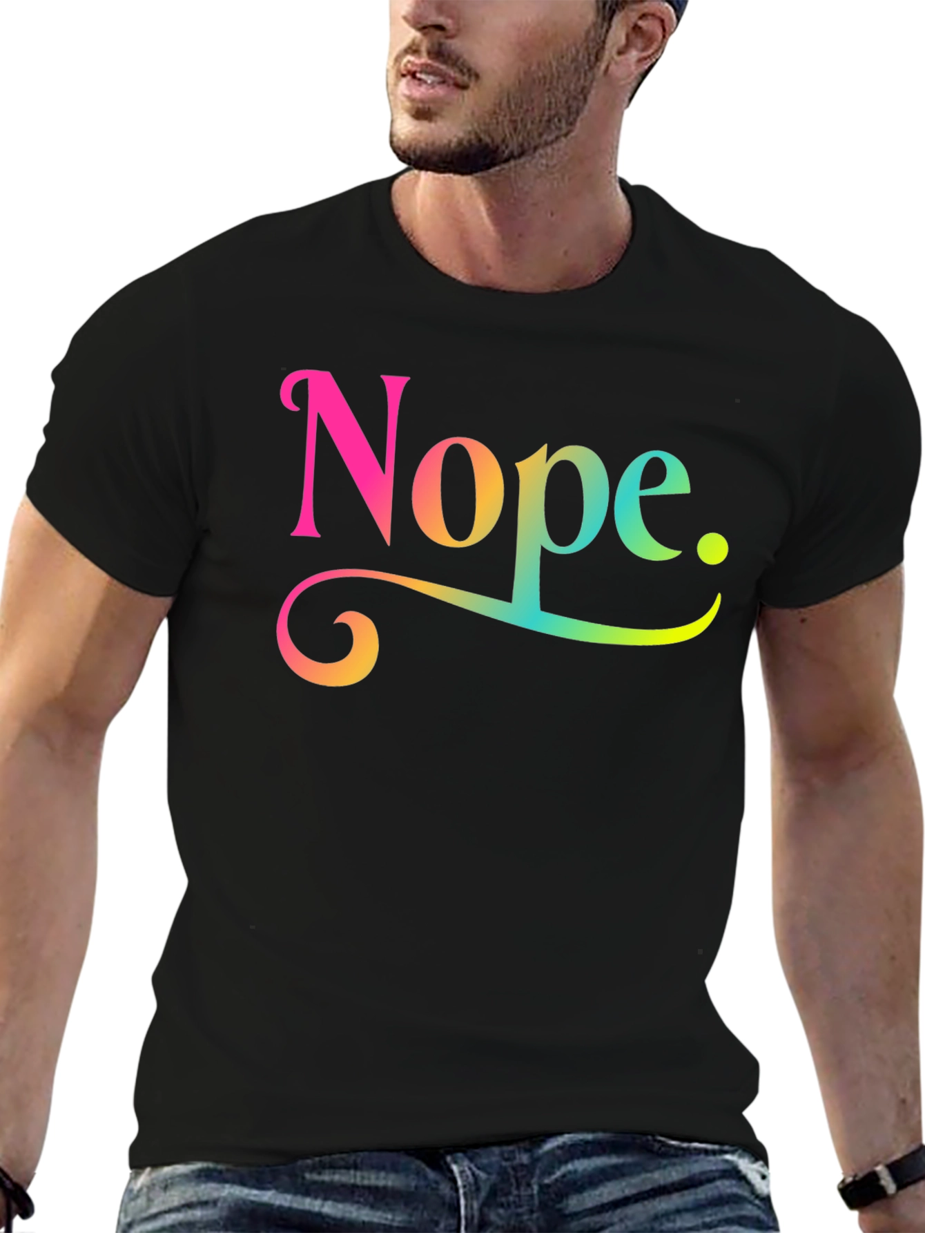 Nope Rainbow Text Graphic Novelty Tee