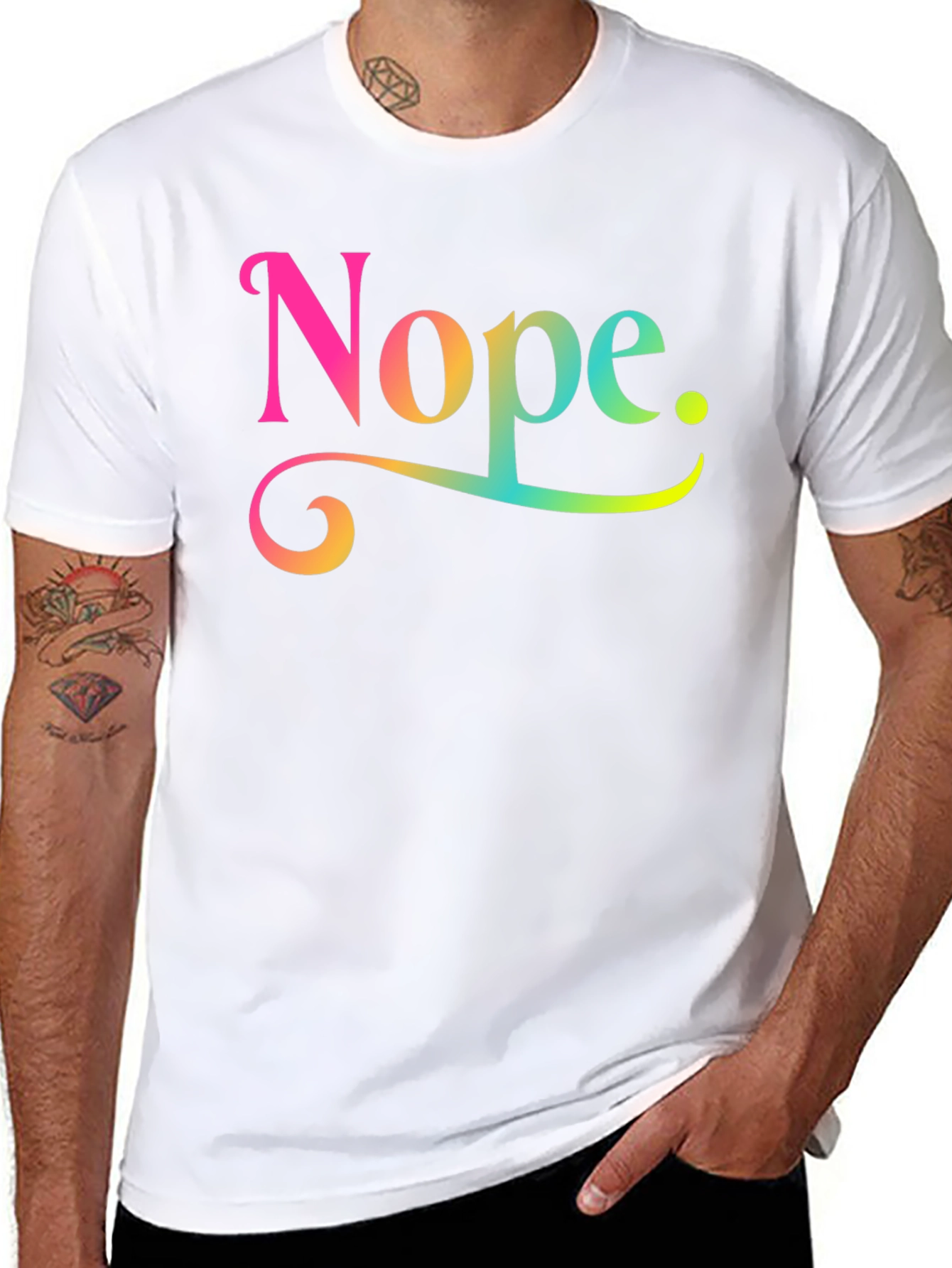Nope Rainbow Text Graphic Novelty Tee