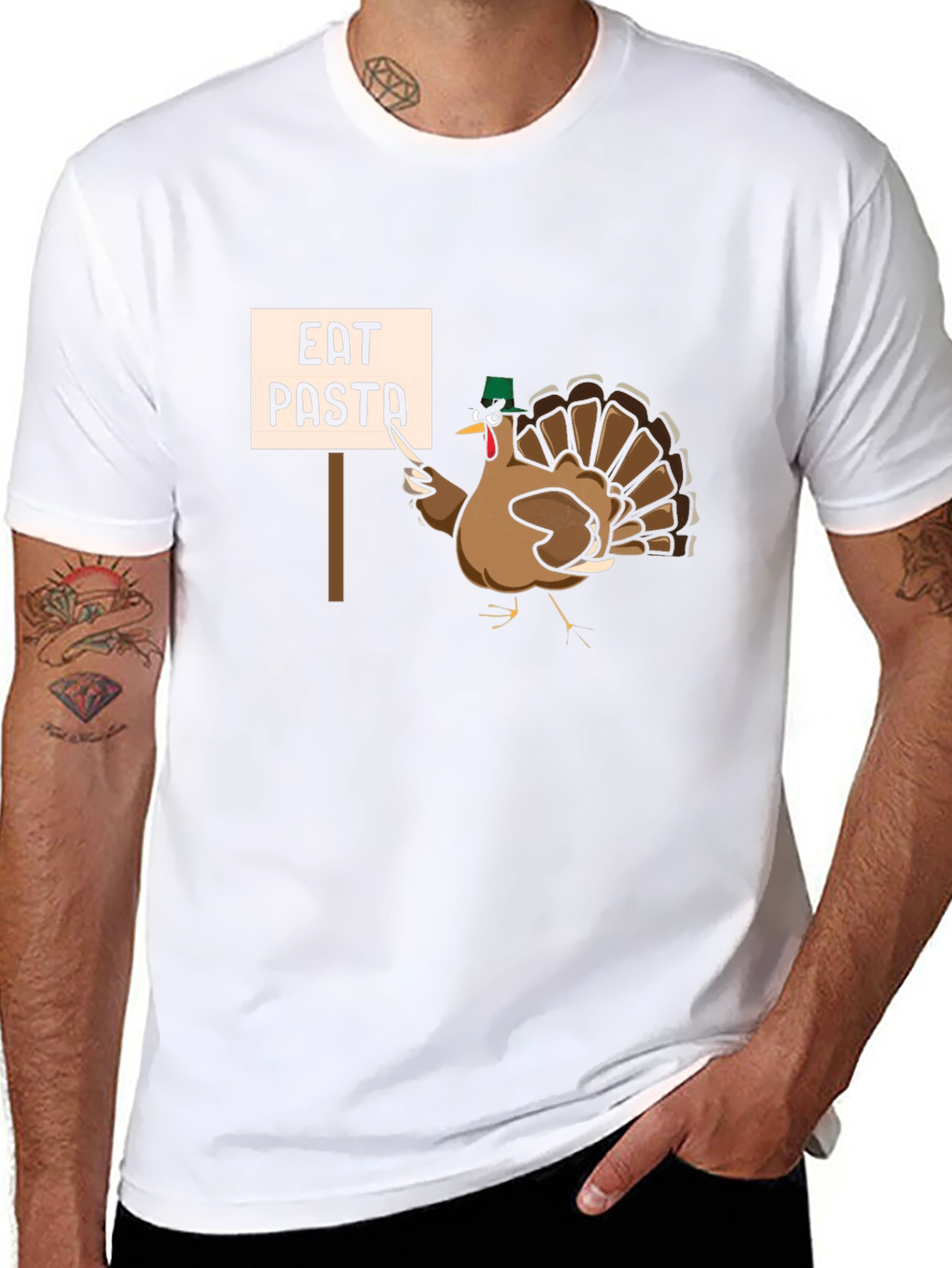 Eat Pasta Turkey T-Shirt - Thanksgiving Humor Tee