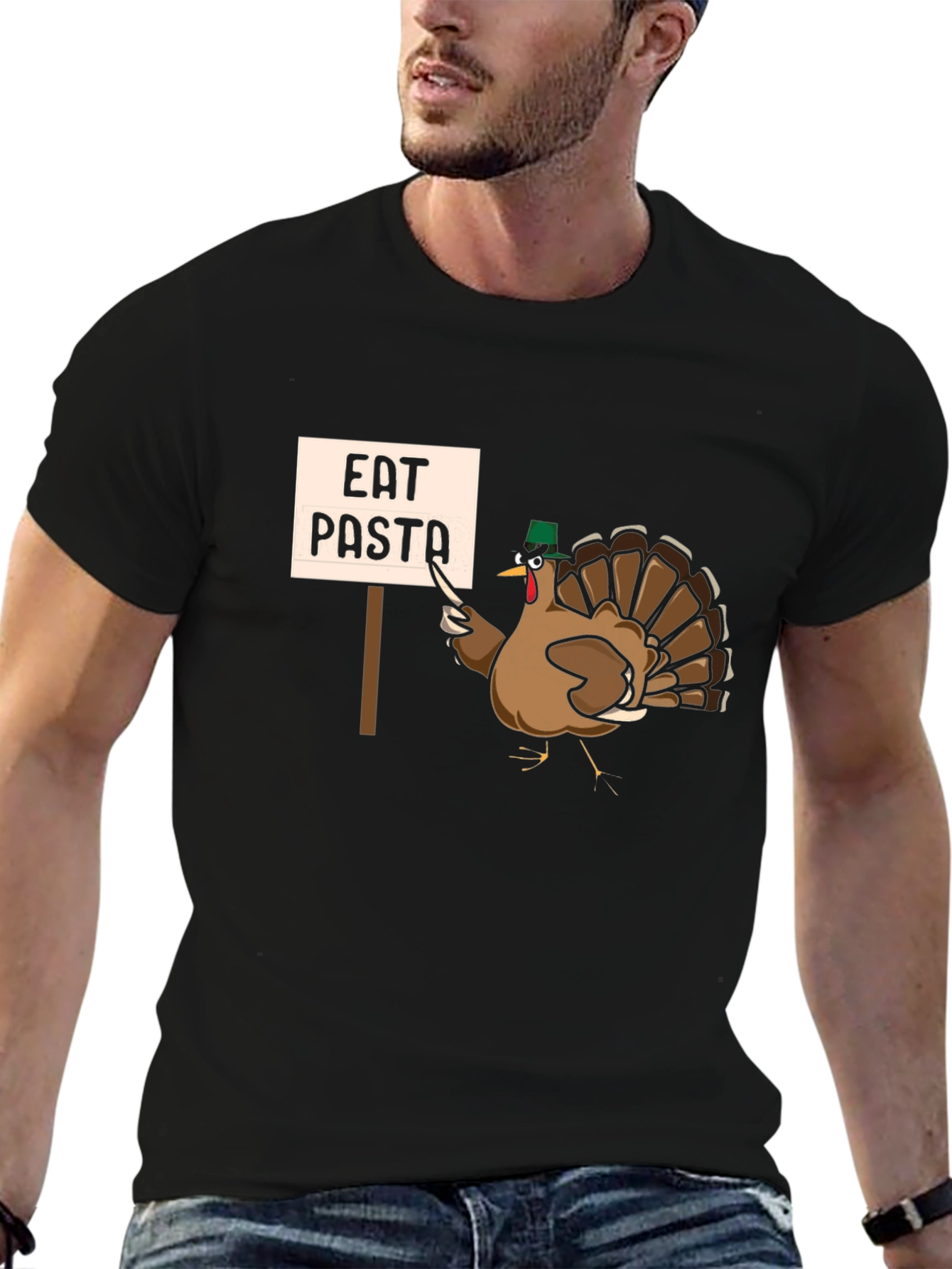 Eat Pasta Turkey T-Shirt - Thanksgiving Humor Tee