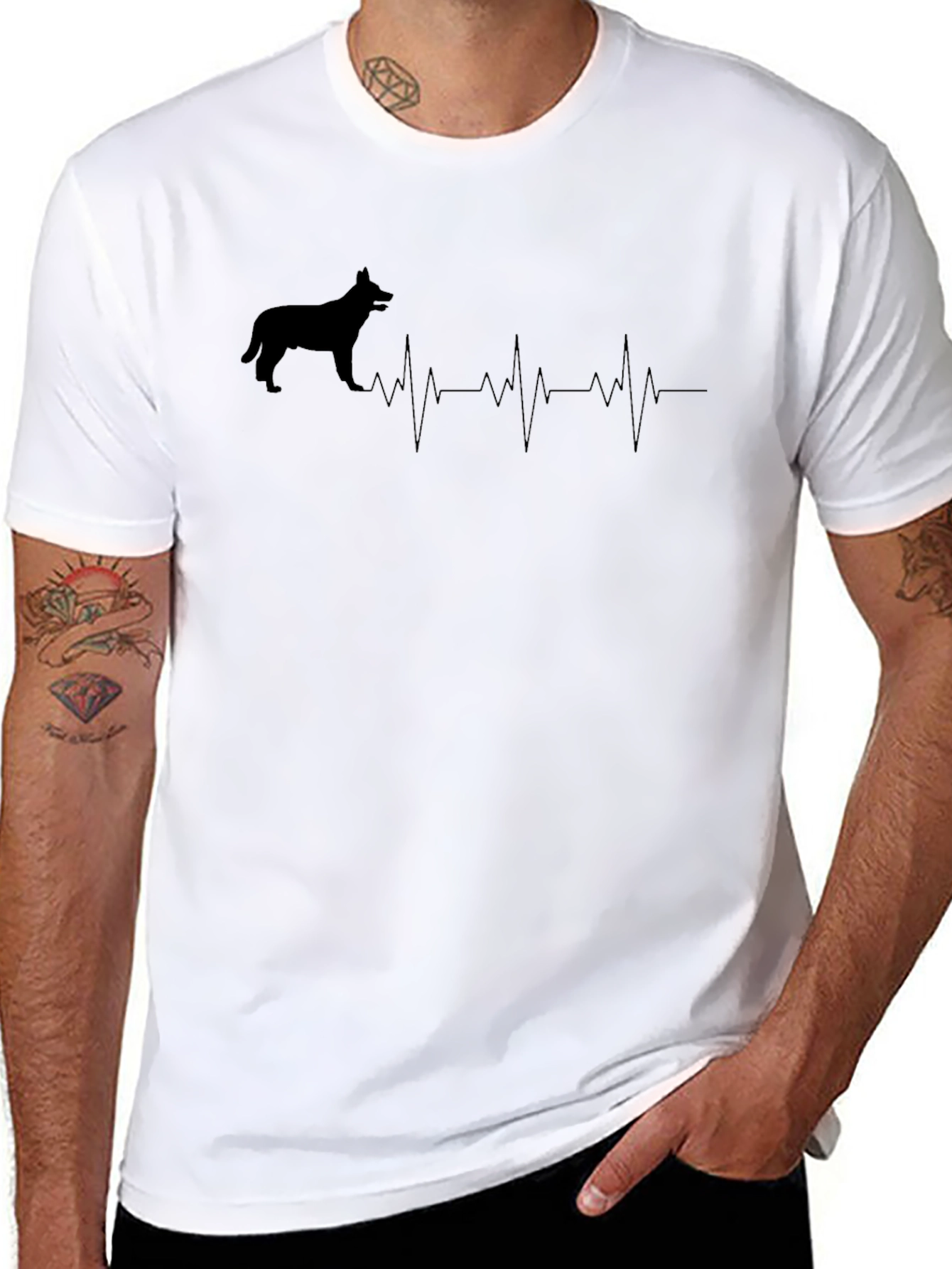 Dog Heartbeat T-Shirt - Mens Casual Tee