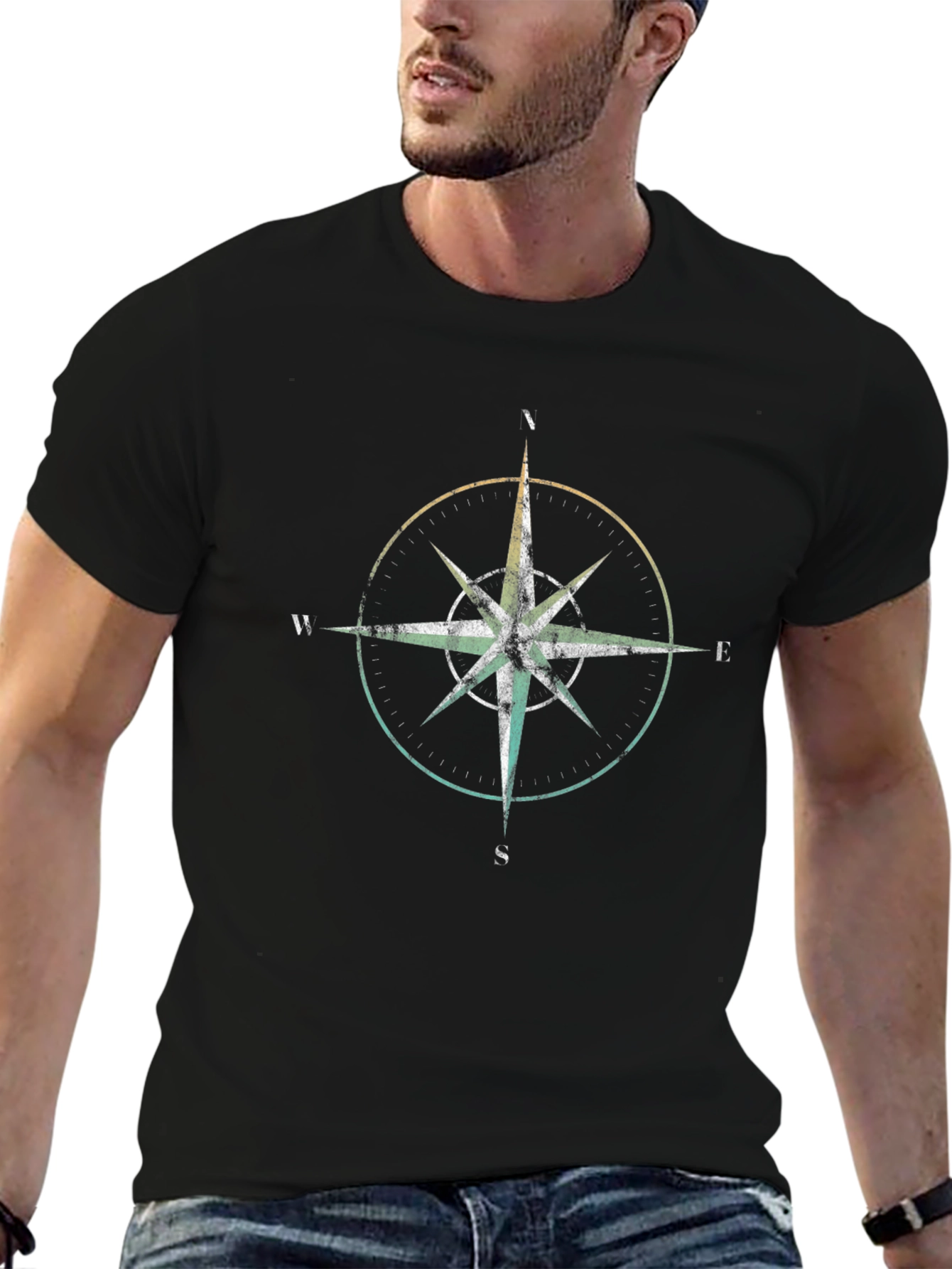 Compass Graphic Tee - Black Cotton Blend