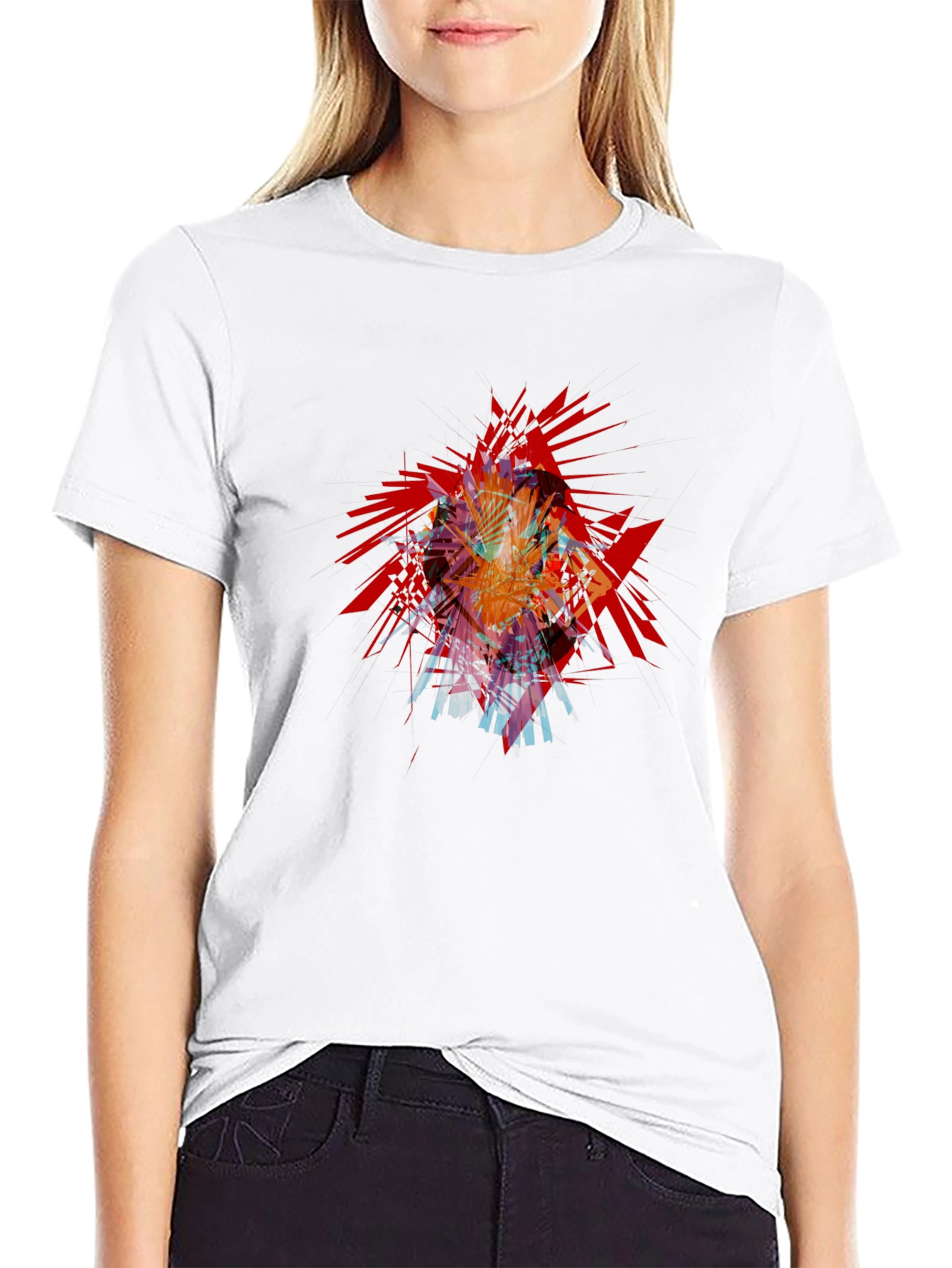 Abstract Shattered Graphic Black T-Shirt