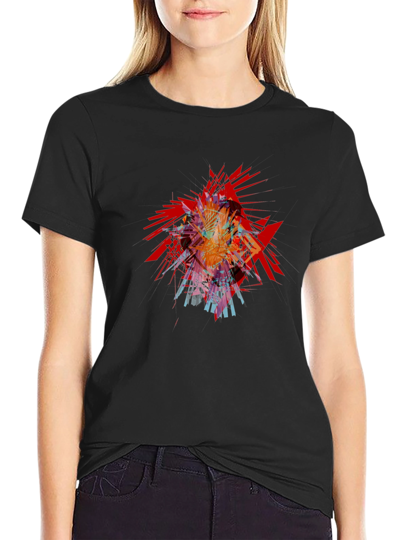 Abstract Shattered Graphic Black T-Shirt