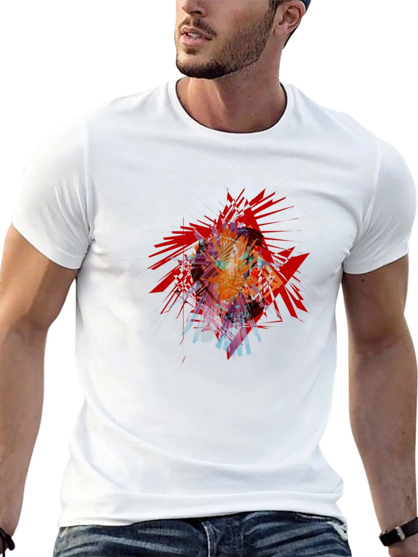 Abstract Shattered Graphic Black T-Shirt