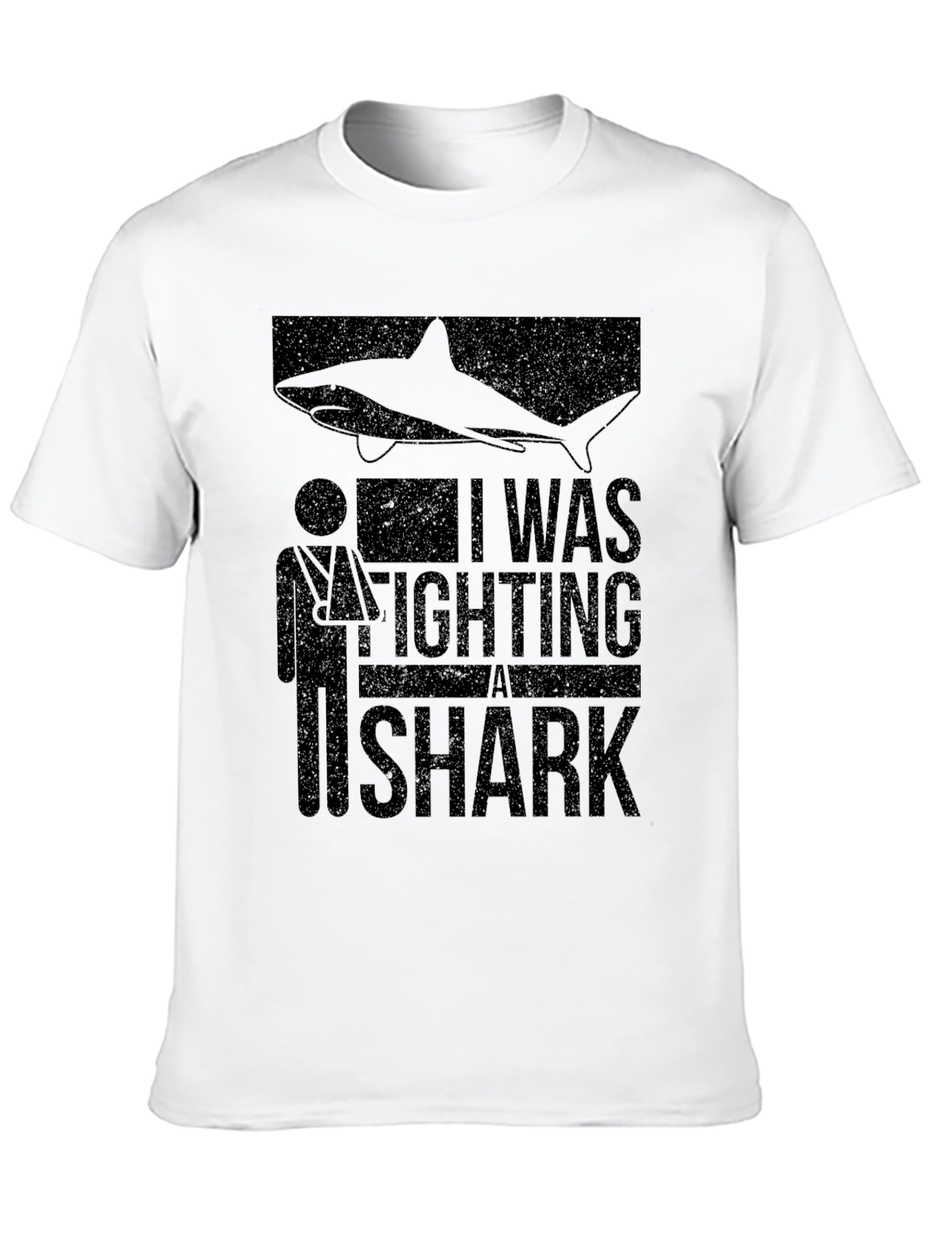 Shark Attack Funny Broken Arm Graphic Tee