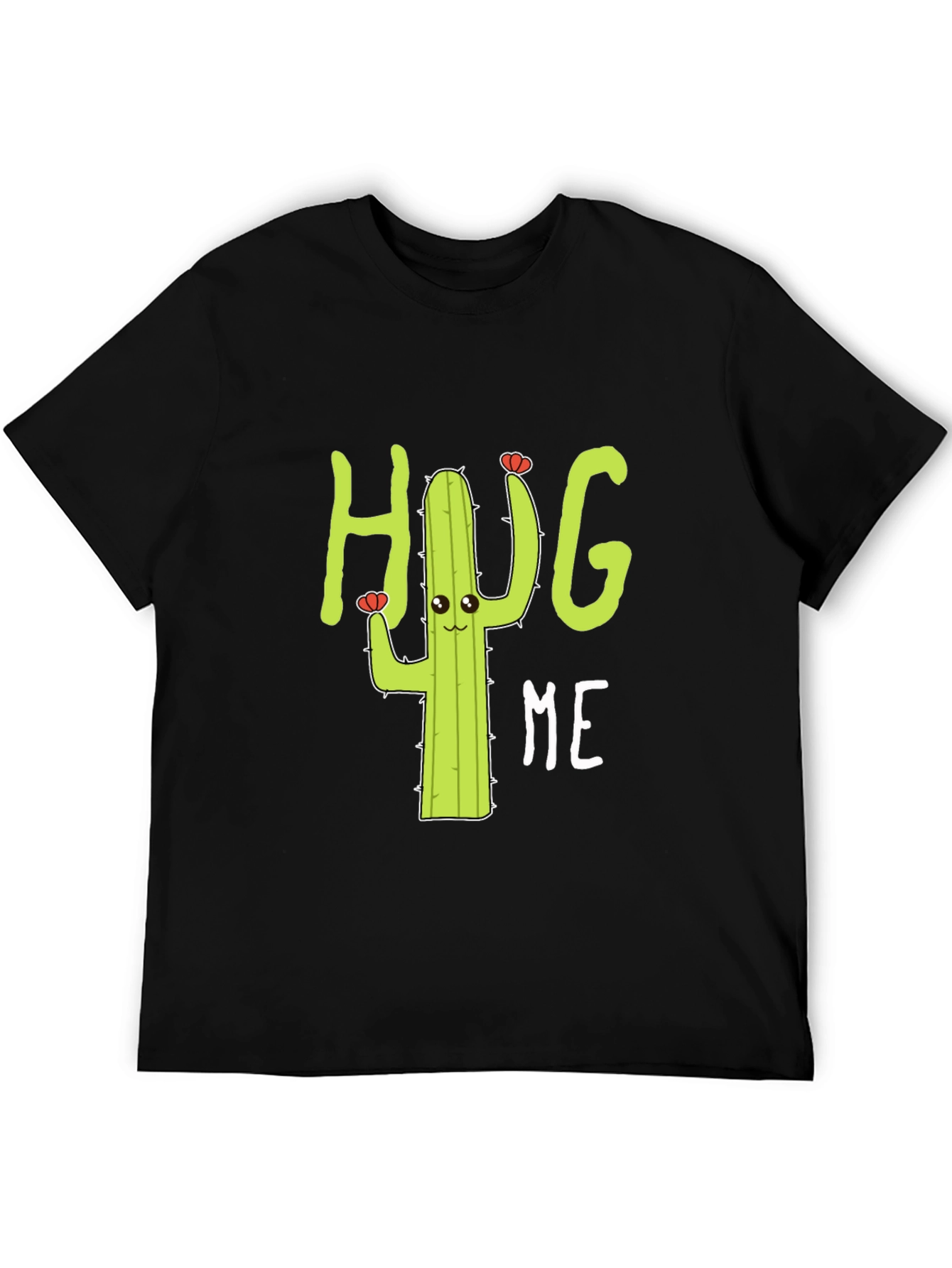 Hug Me Cactus Graphic Tee - Black