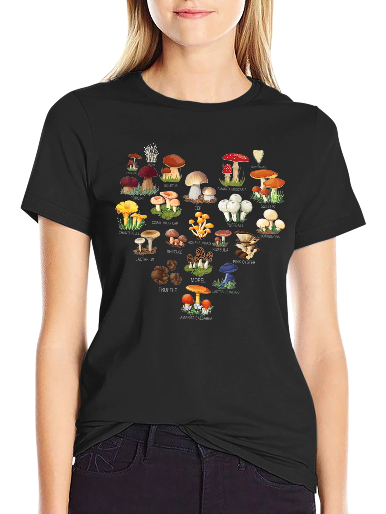 Mushroom Variety Heart Graphic T-Shirt
