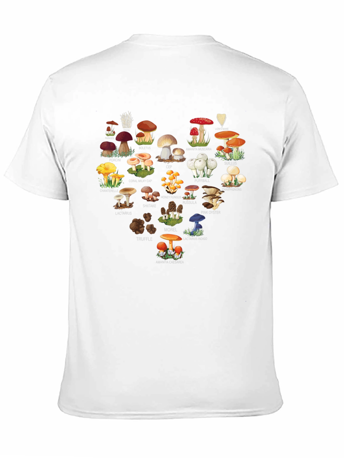 Mushroom Variety Heart Graphic T-Shirt