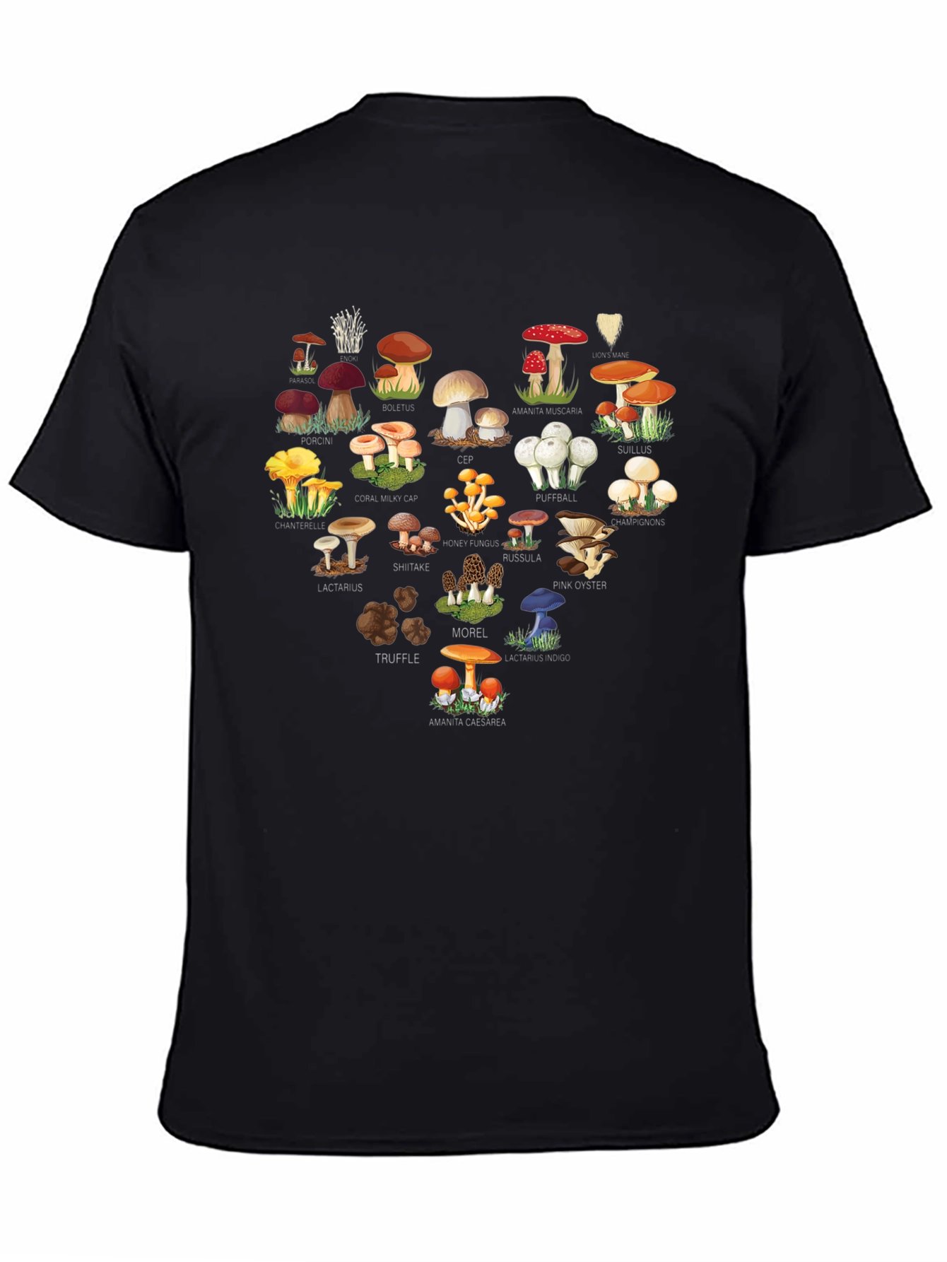 Mushroom Variety Heart Graphic T-Shirt