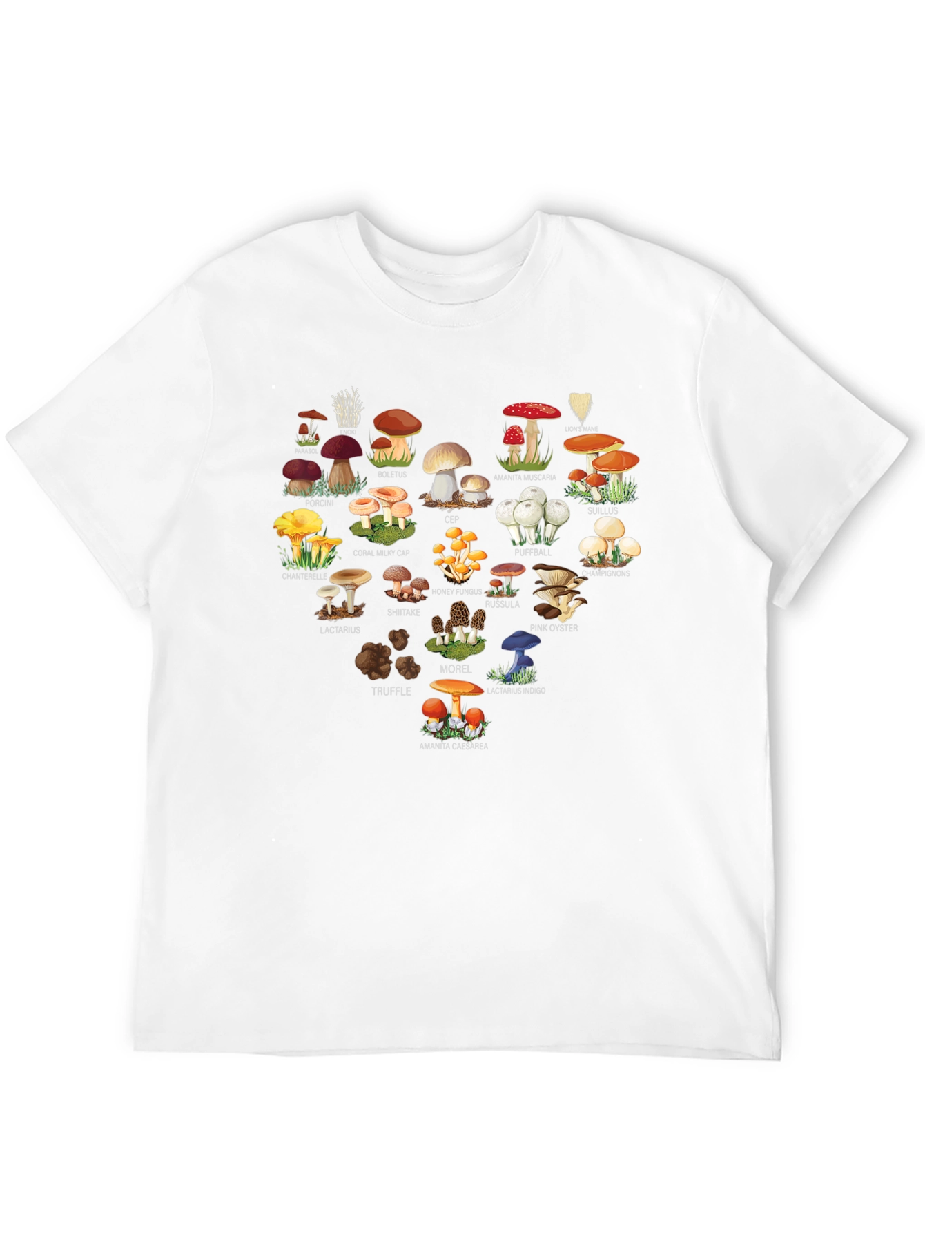 Mushroom Variety Heart Graphic T-Shirt