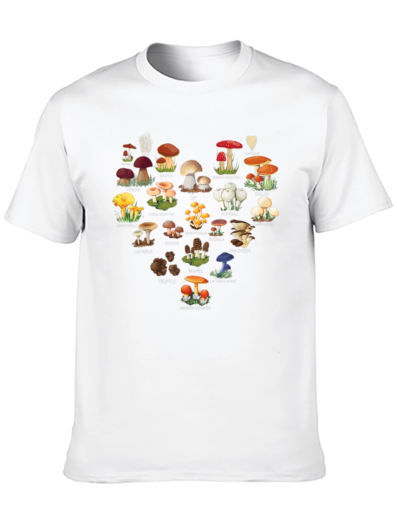 Mushroom Variety Heart Graphic T-Shirt
