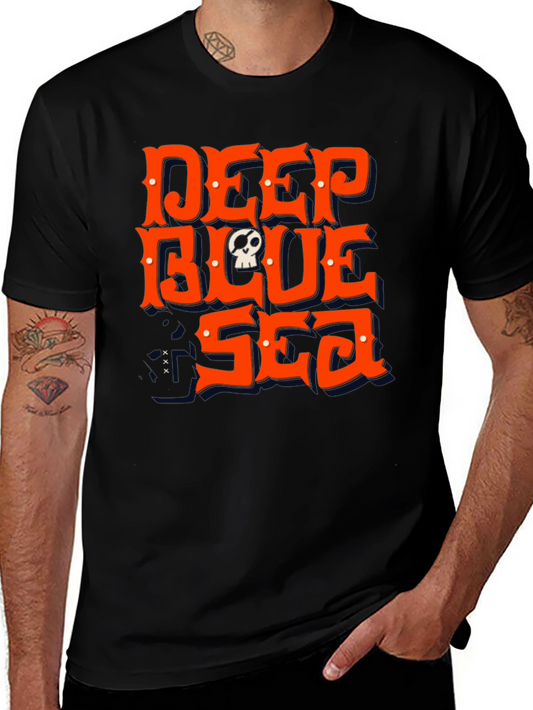 Deep Blue Sea Skull Graphic Tee - Mens Black T-Shirt