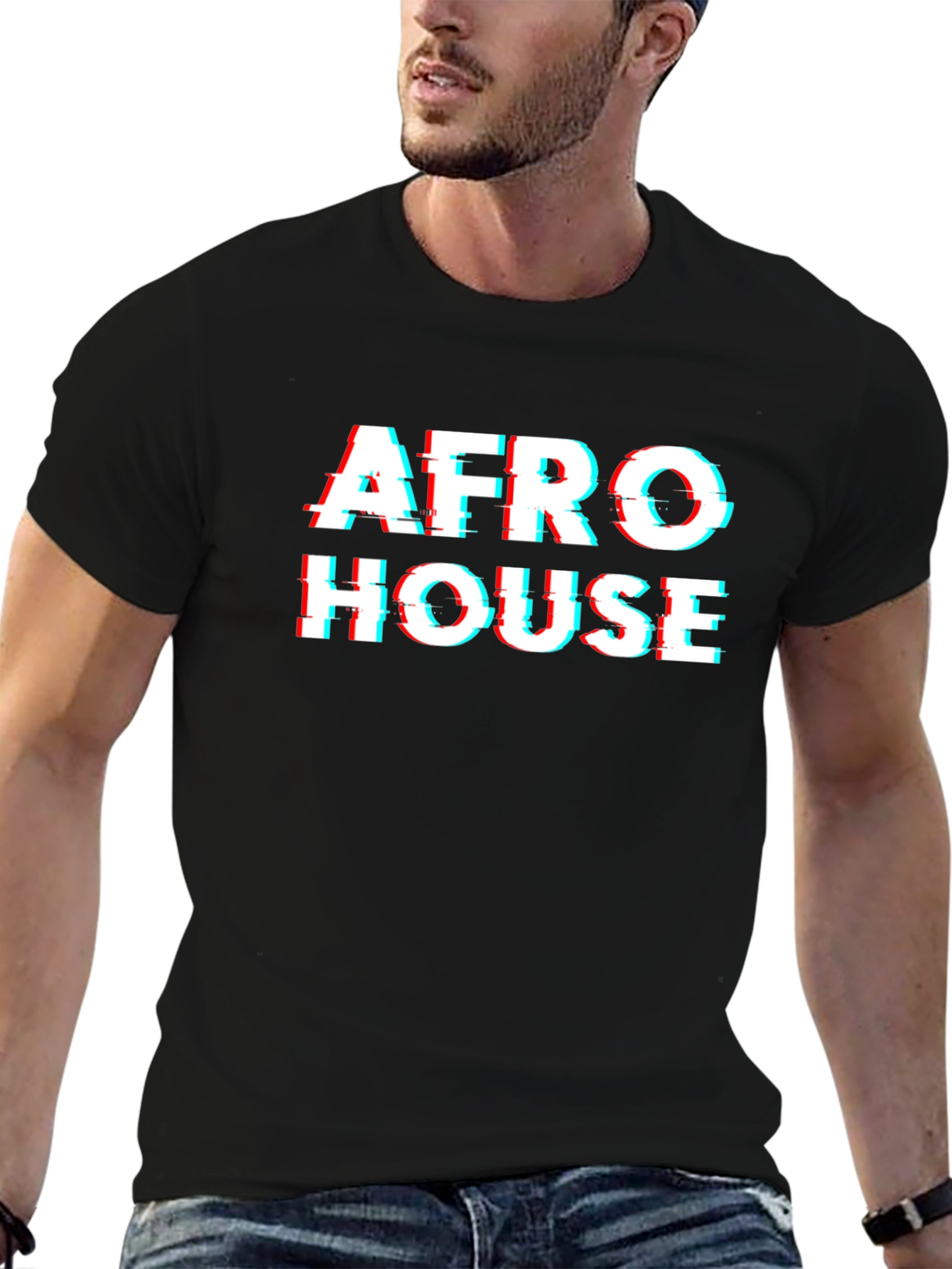 Afro House Glitch Black T-Shirt