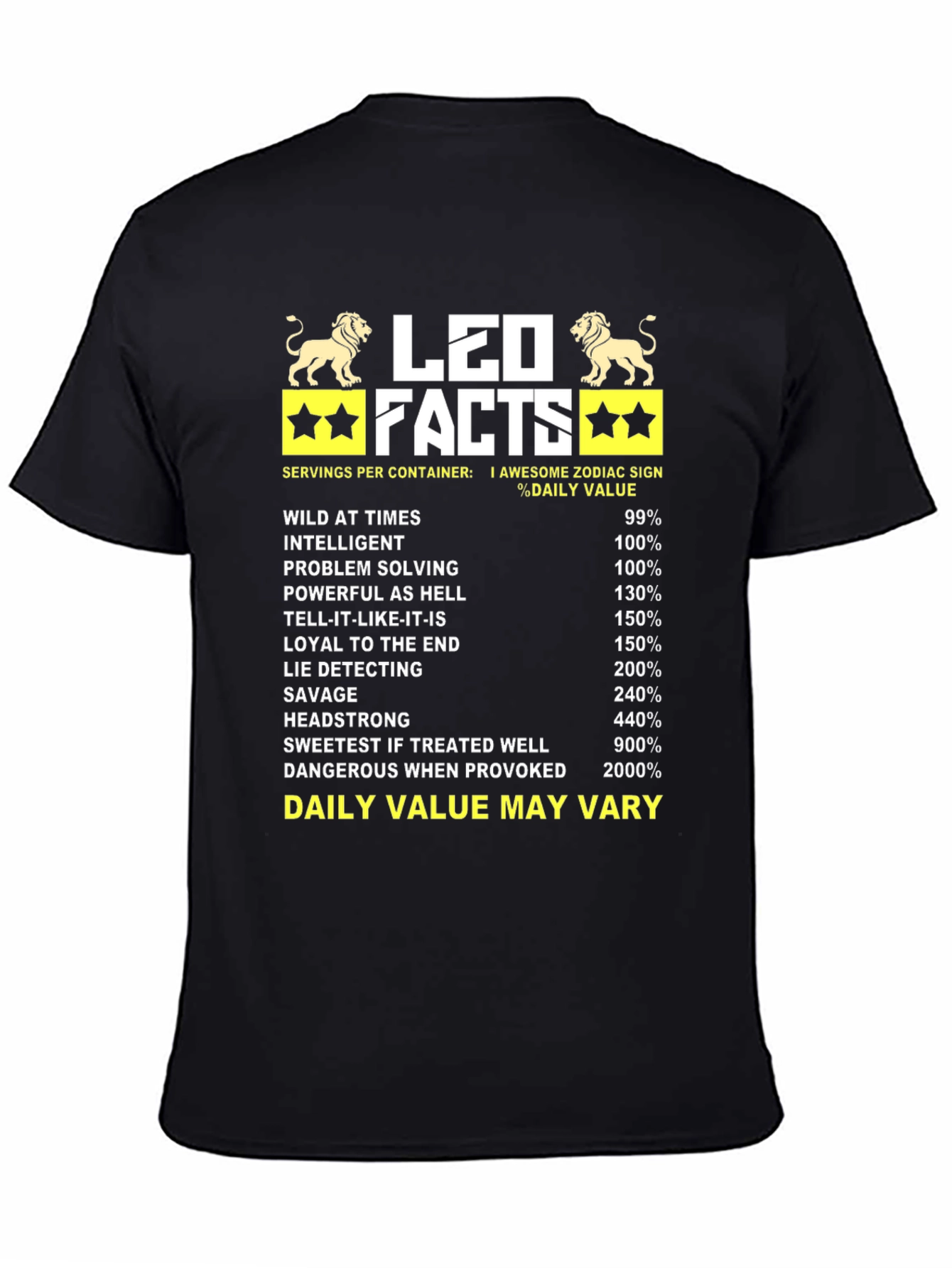 Leo Zodiac Facts T-Shirt - Wild Intelligent Headstrong
