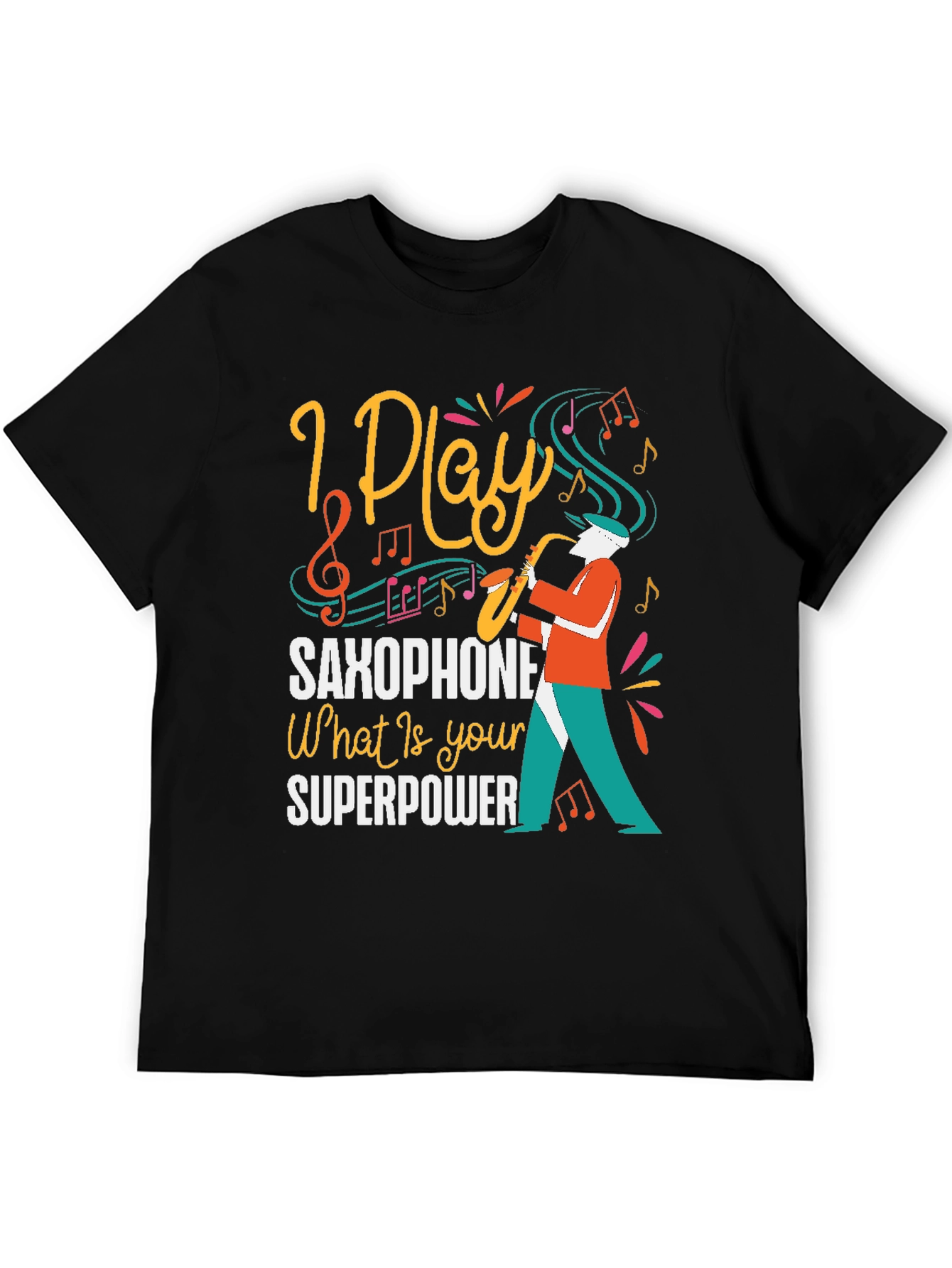 I Play Saxophone Black Graphic Tee