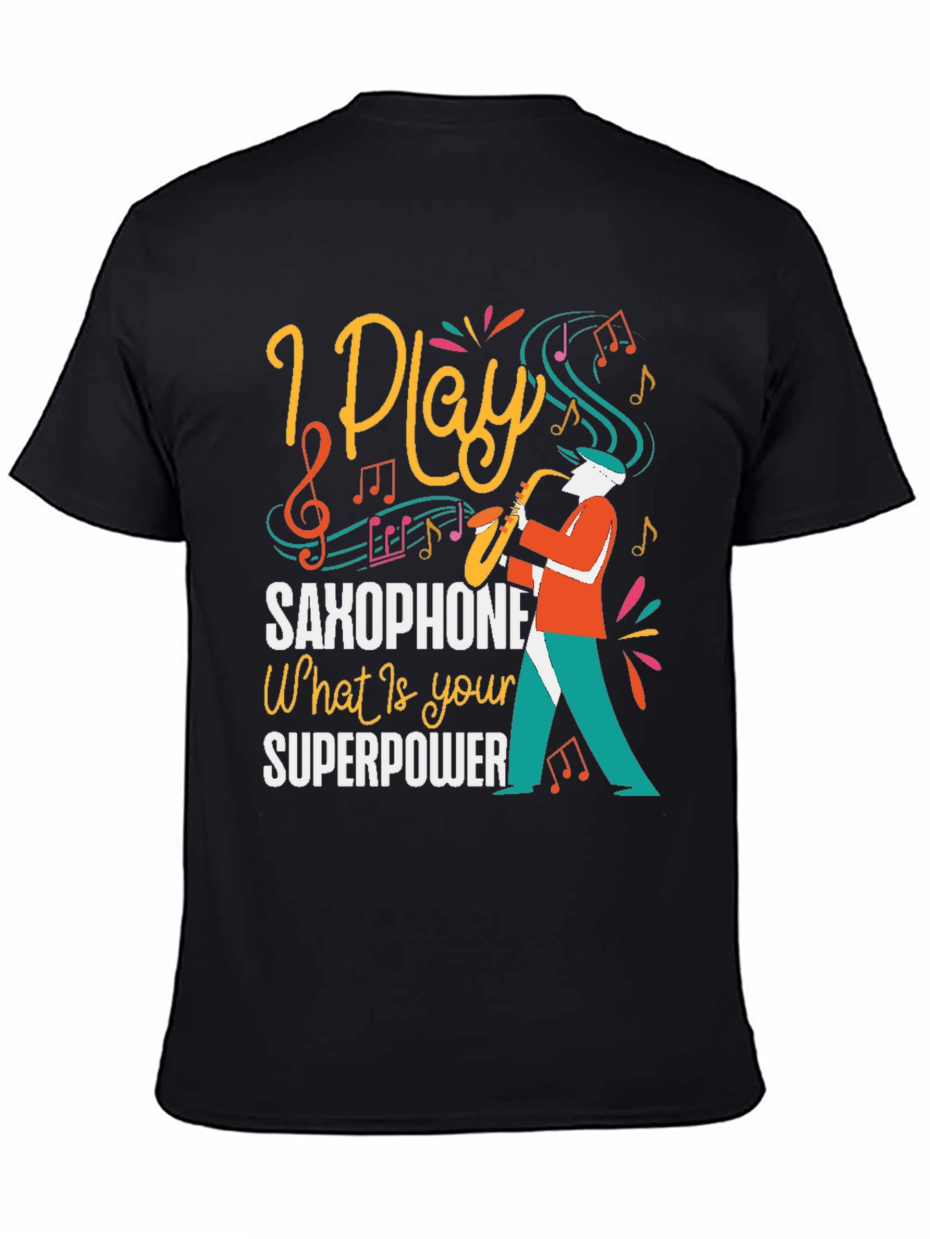I Play Saxophone Black Graphic Tee