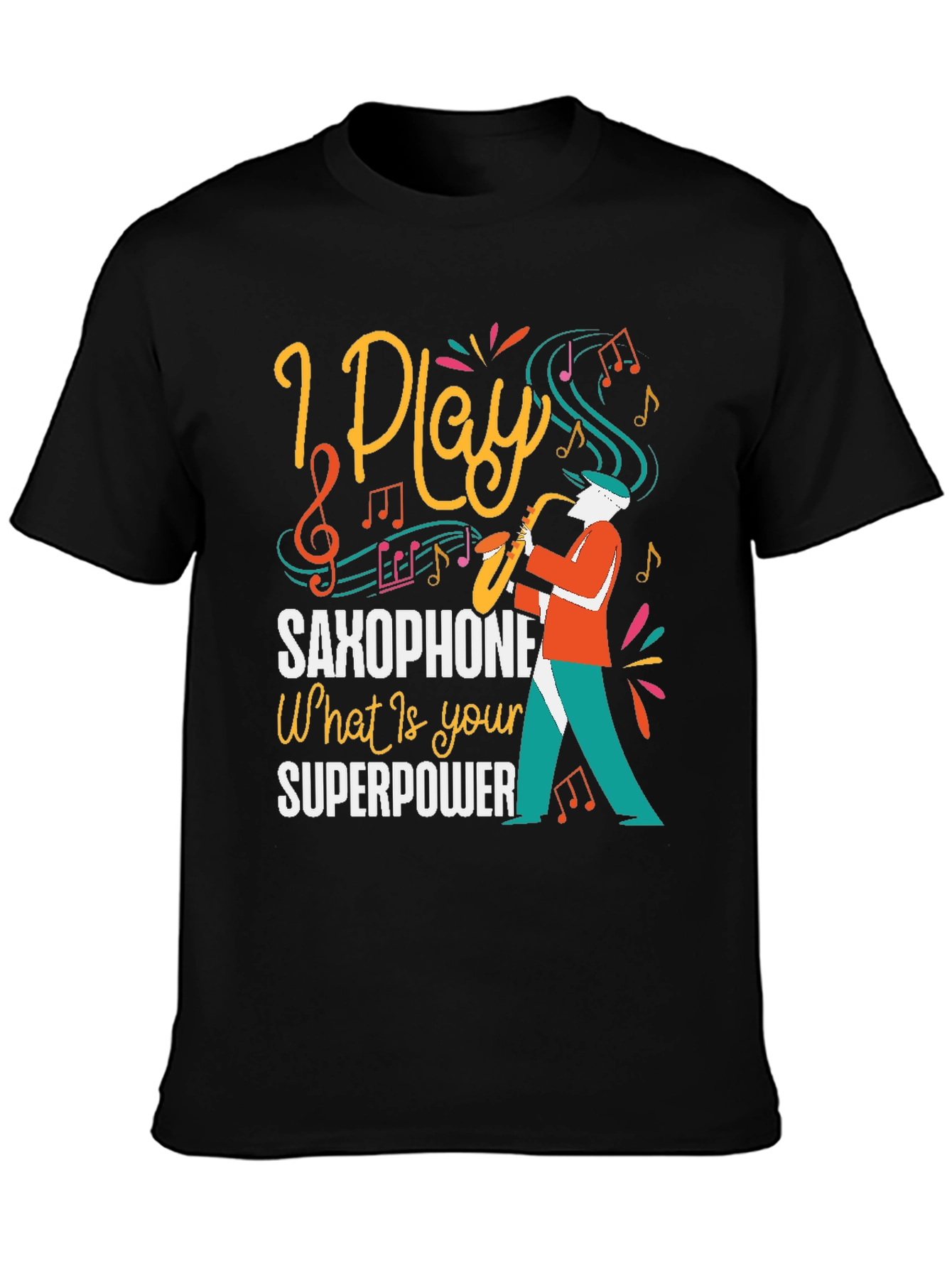I Play Saxophone Black Graphic Tee