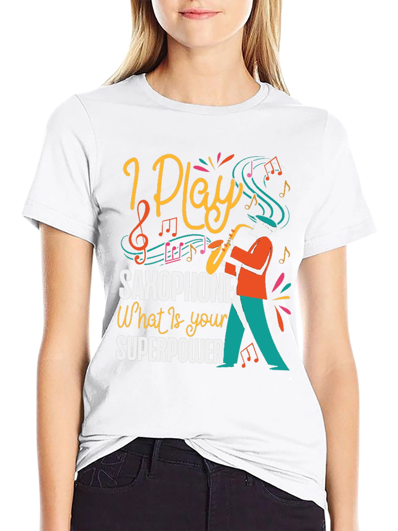 I Play Saxophone Black Graphic Tee