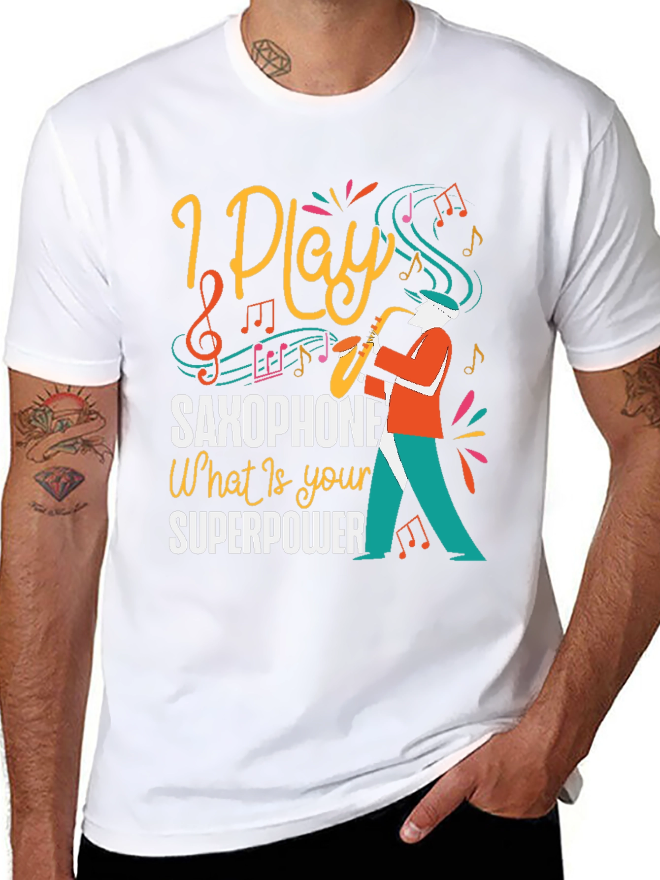 I Play Saxophone Black Graphic Tee