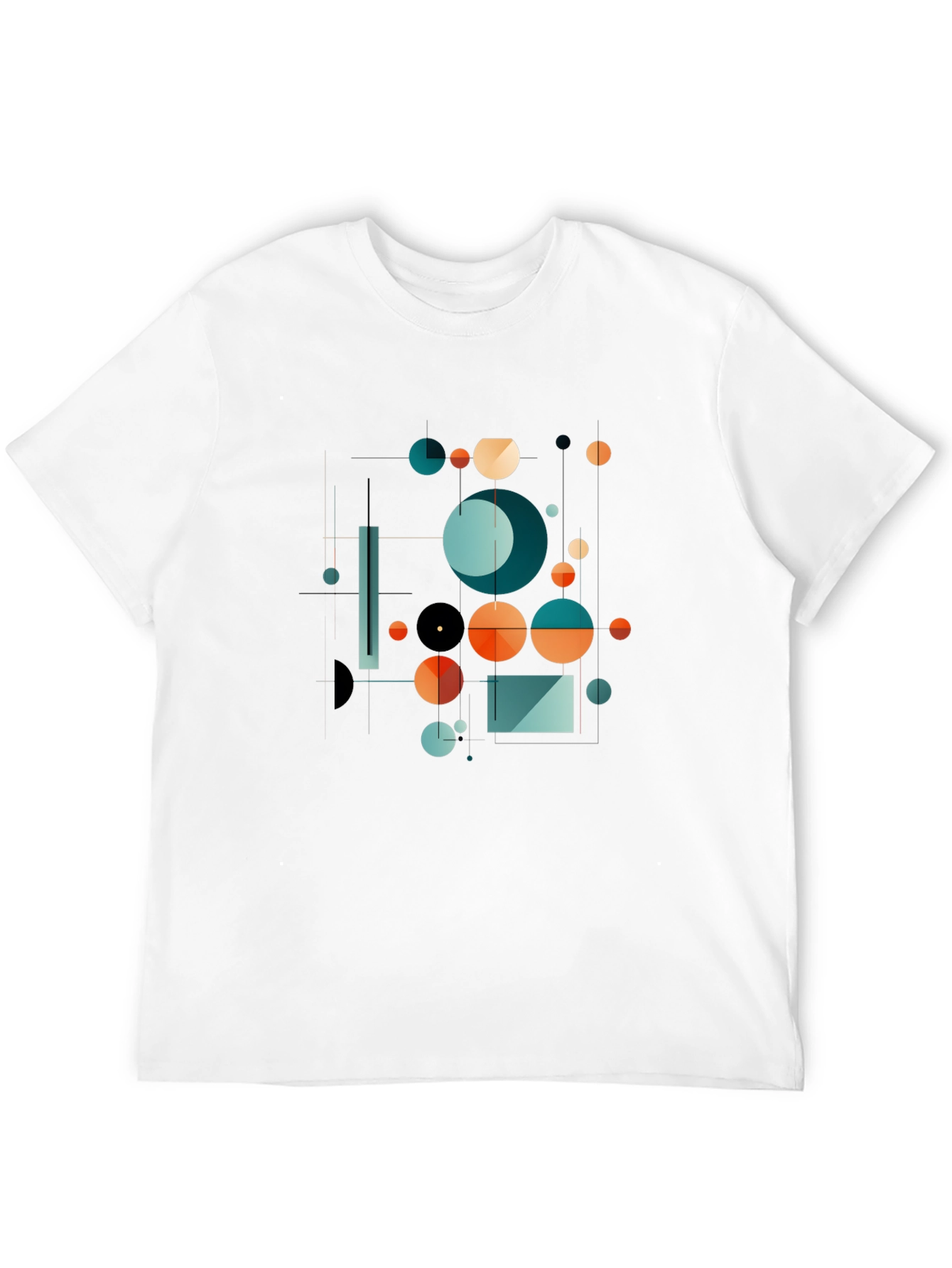Abstract Geometric Circle Design Black T-Shirt