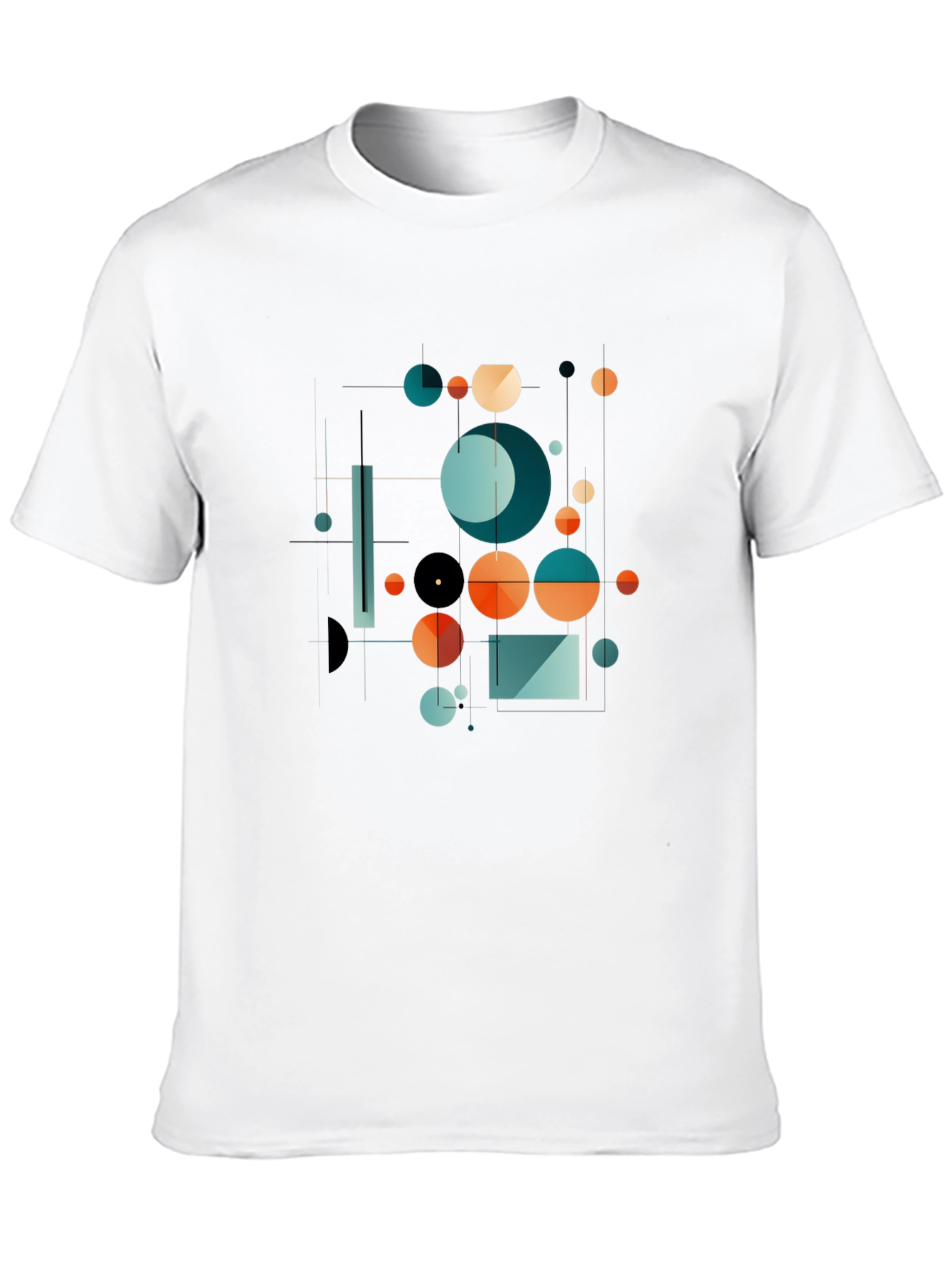 Abstract Geometric Circle Design Black T-Shirt