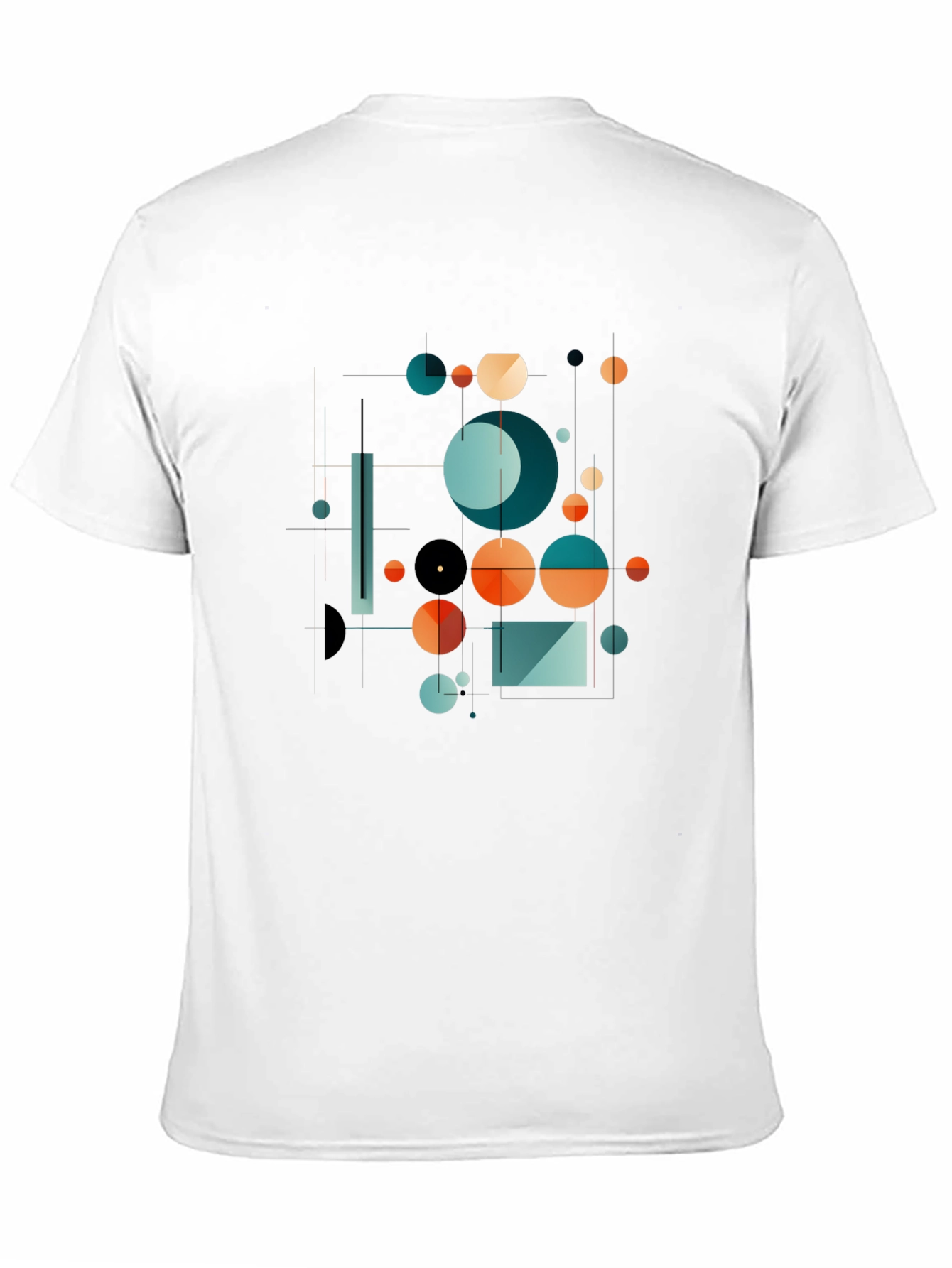 Abstract Geometric Circle Design Black T-Shirt