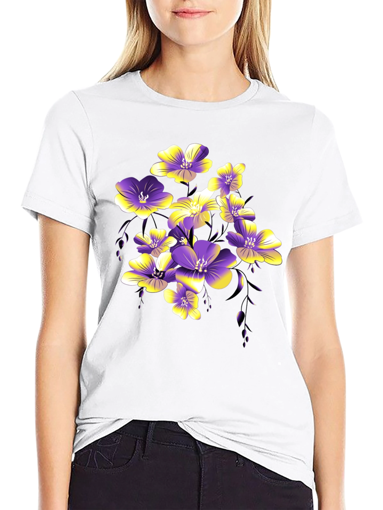 Floral Print Black T-Shirt for Men