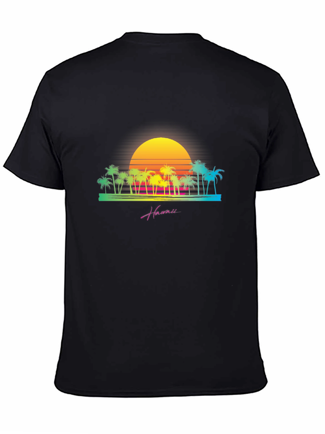 Retro Hawaii Sunset Palm Tree Graphic T-Shirt