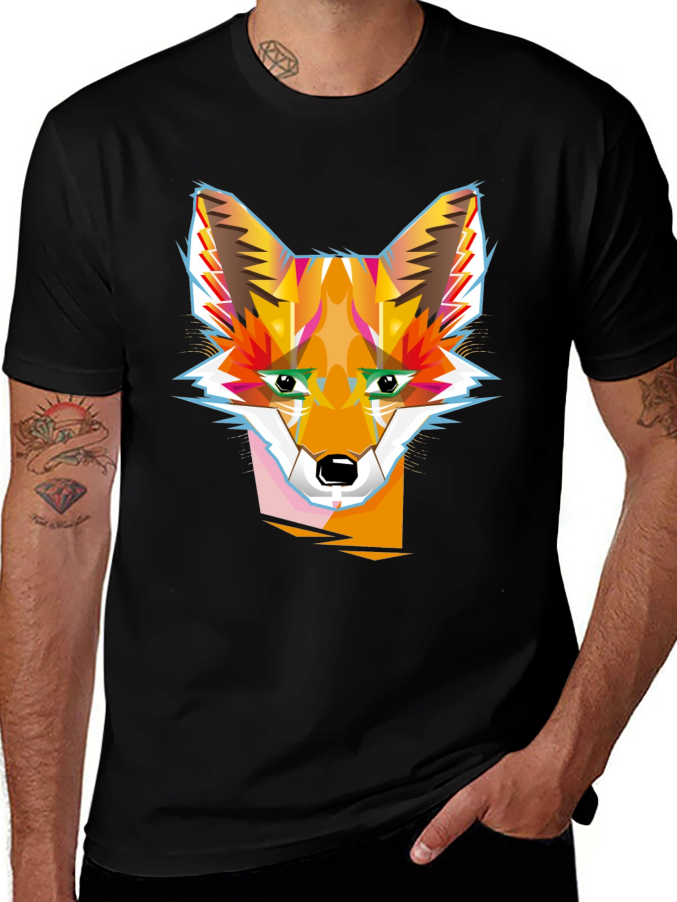 Geometric Fox Graphic Tee - Modern Style