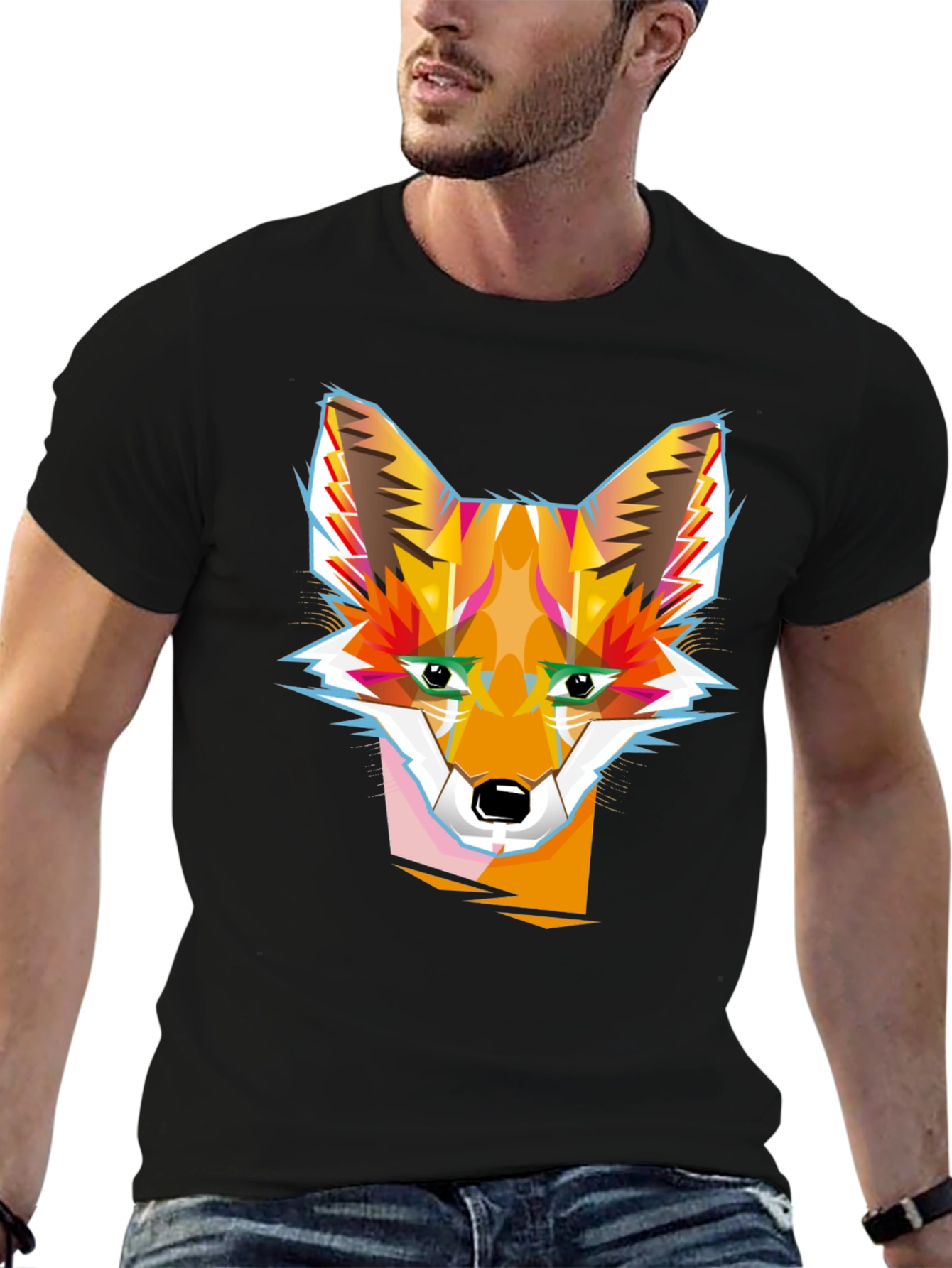 Geometric Fox Graphic Tee - Modern Style