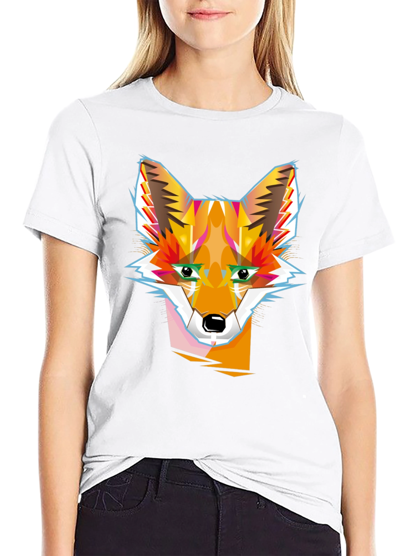 Geometric Fox Graphic Tee - Modern Style