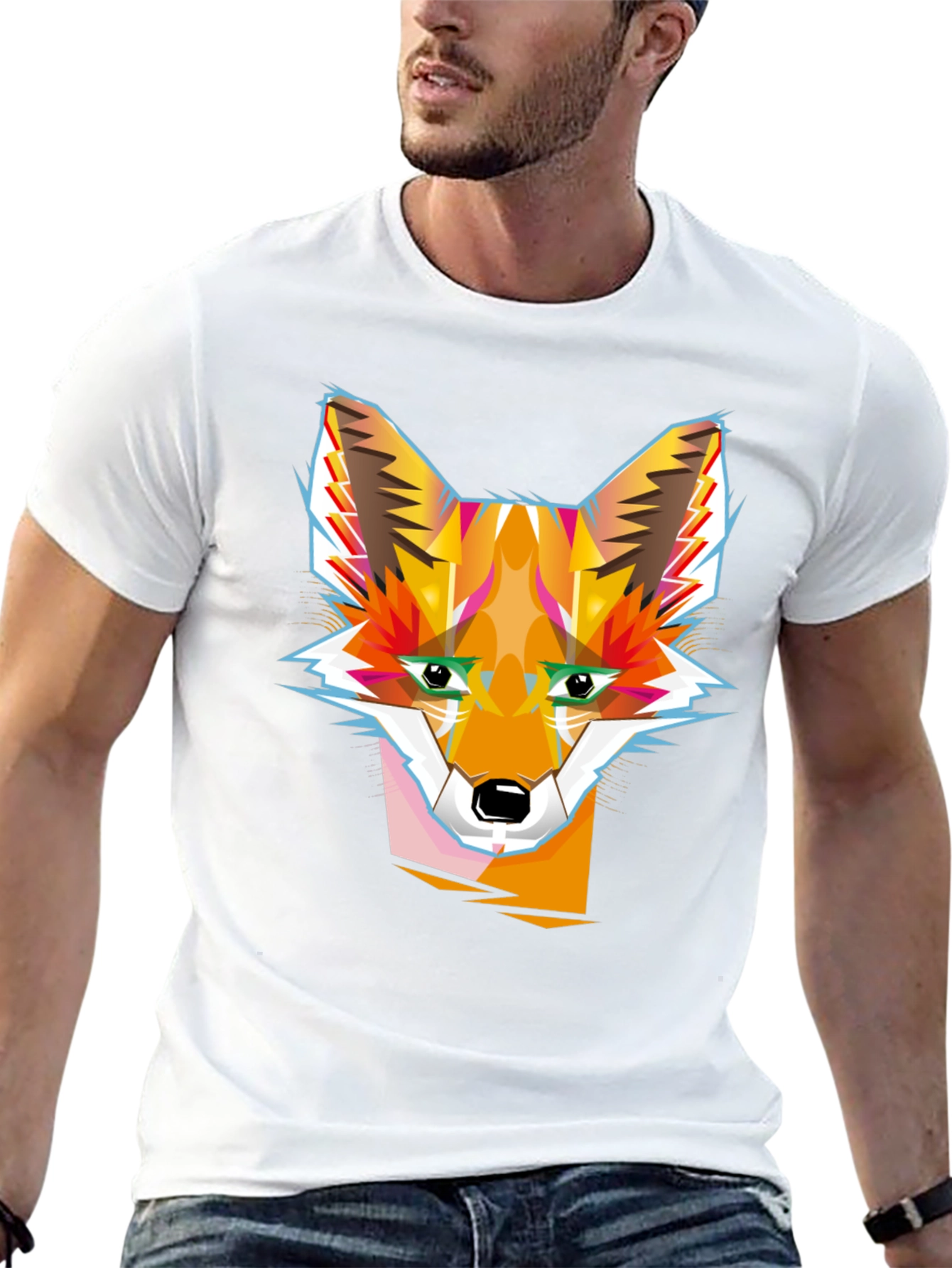 Geometric Fox Graphic Tee - Modern Style