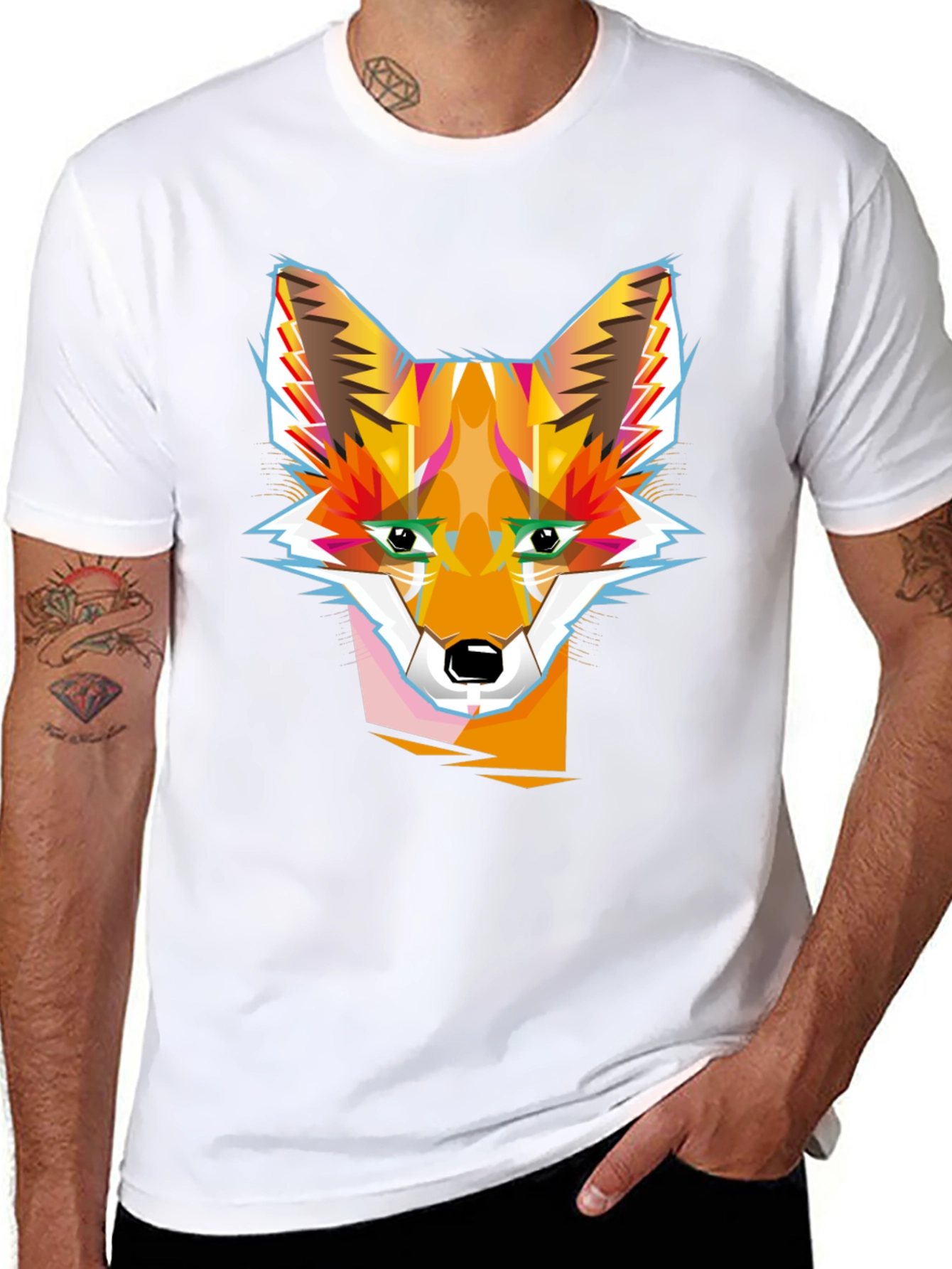 Geometric Fox Graphic Tee - Modern Style