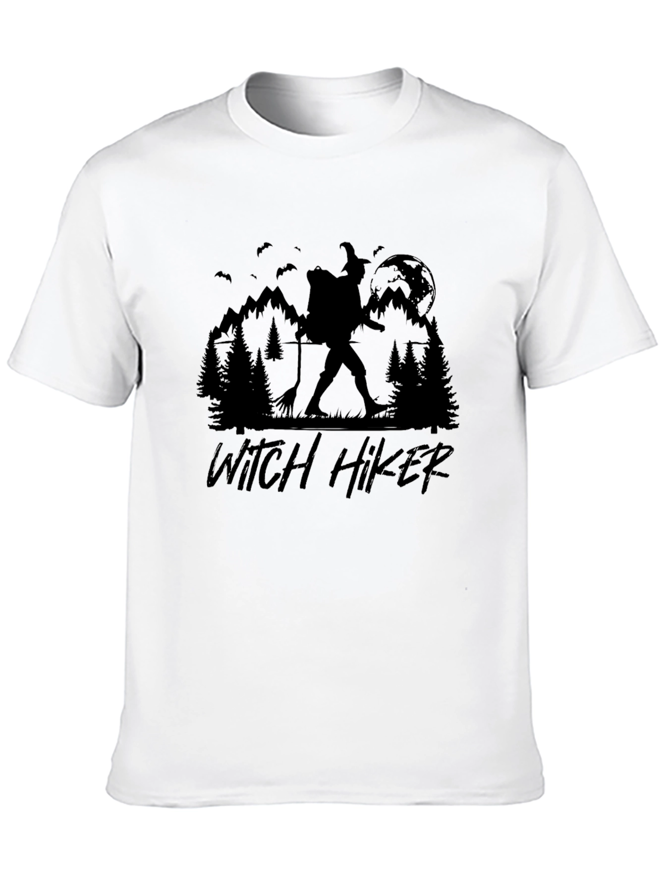 Witch Hiker Graphic Tee - Spooky Hiking Shirt