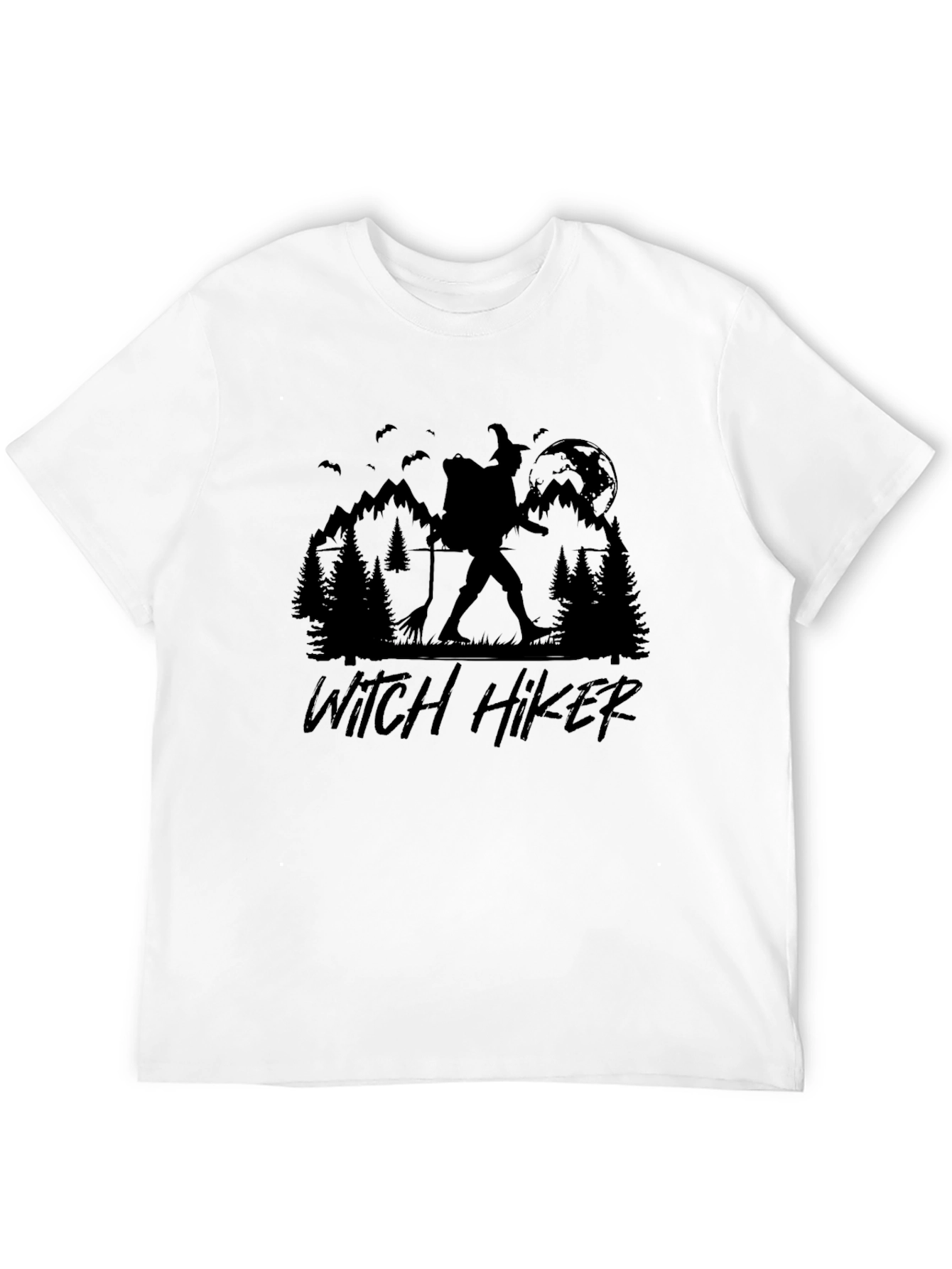 Witch Hiker Graphic Tee - Spooky Hiking Shirt