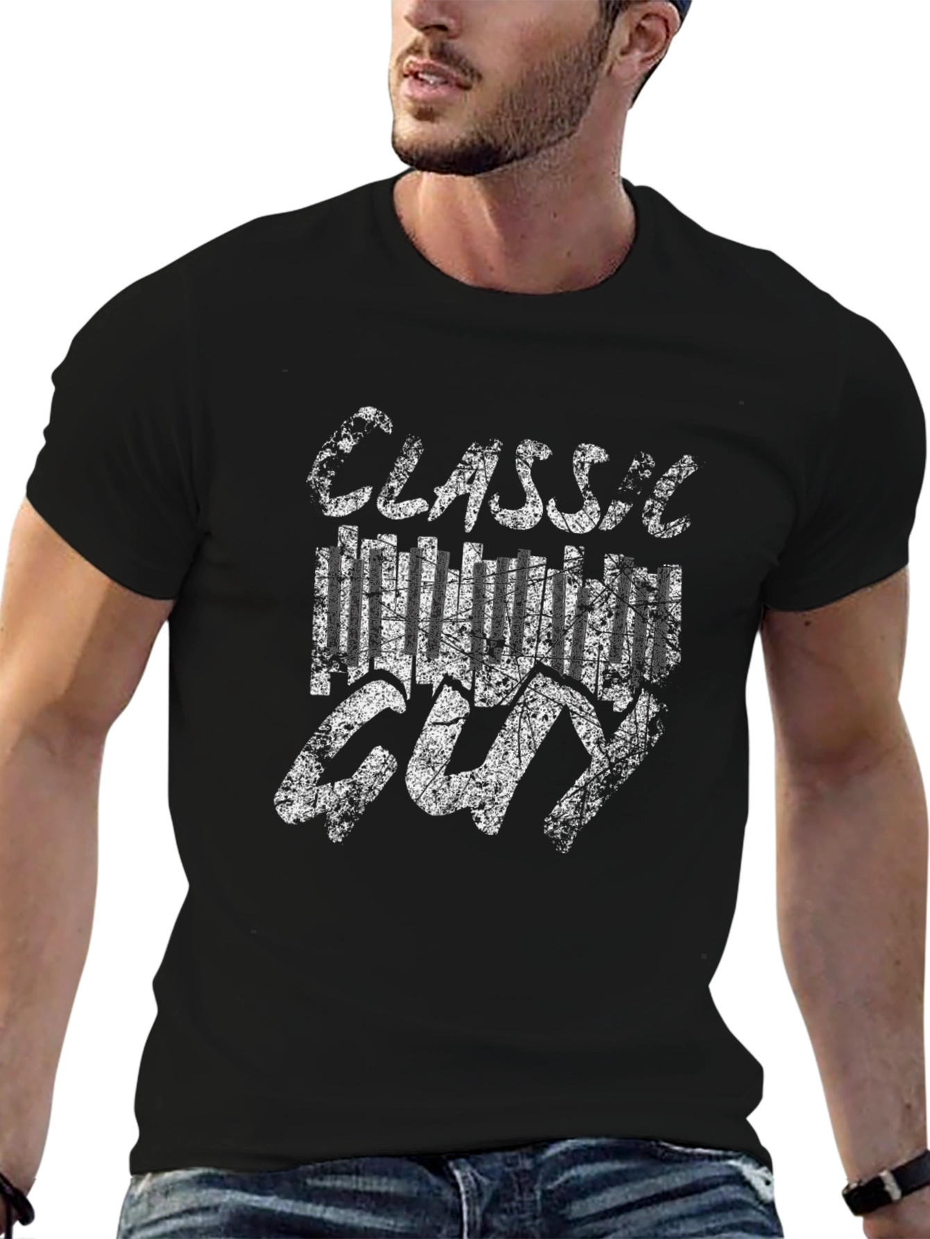 Classic Hollywood Guy Graphic Tee - Black