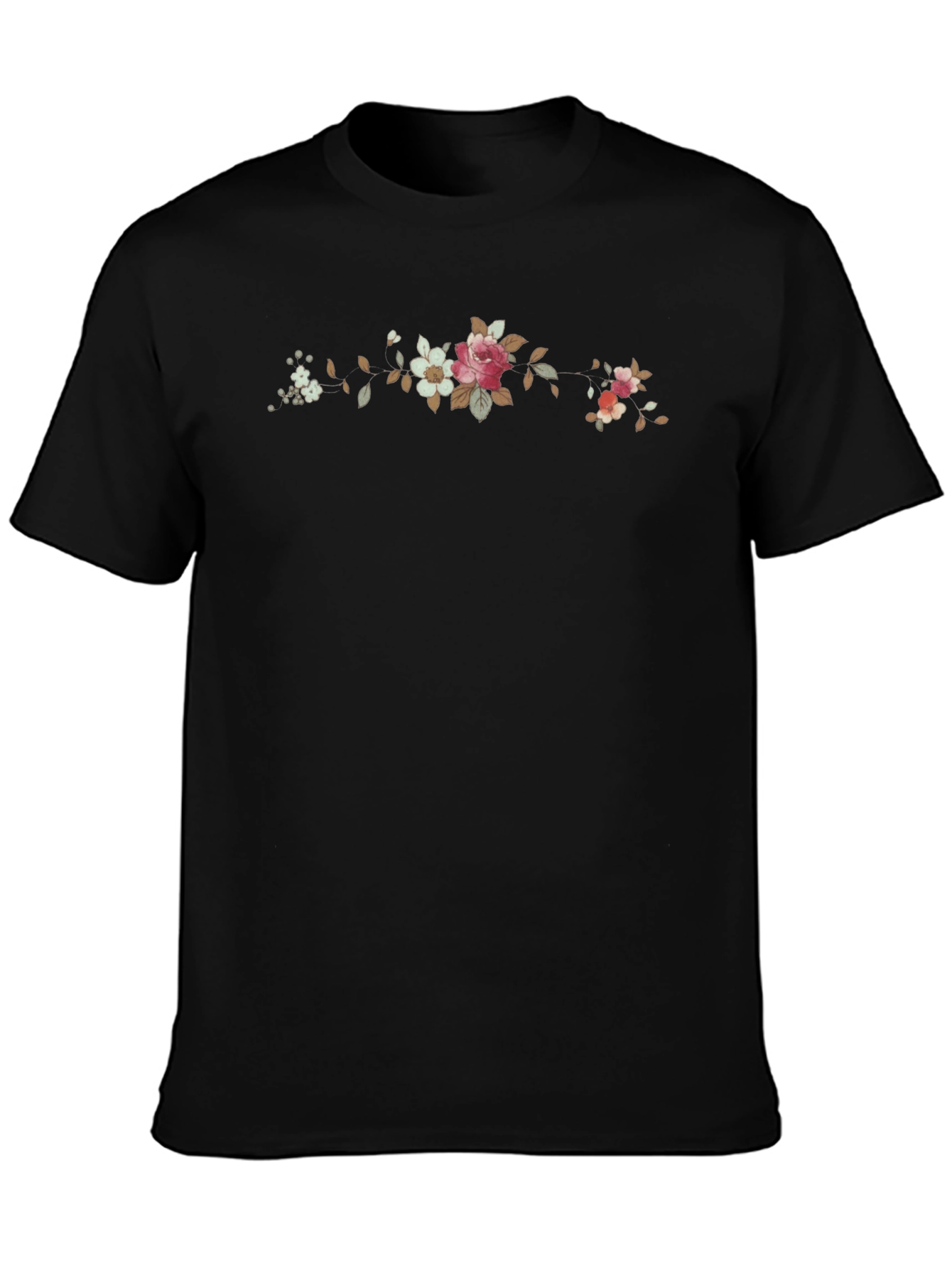 Floral Print Black T-Shirt