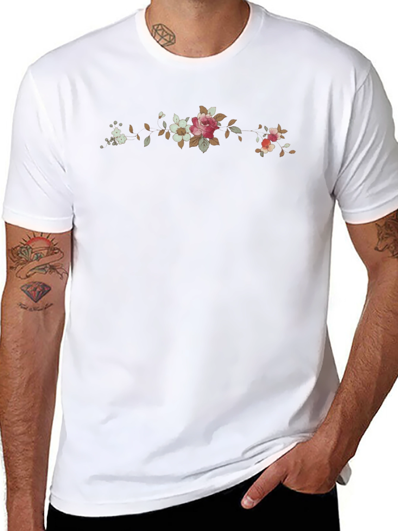 Floral Print Black T-Shirt