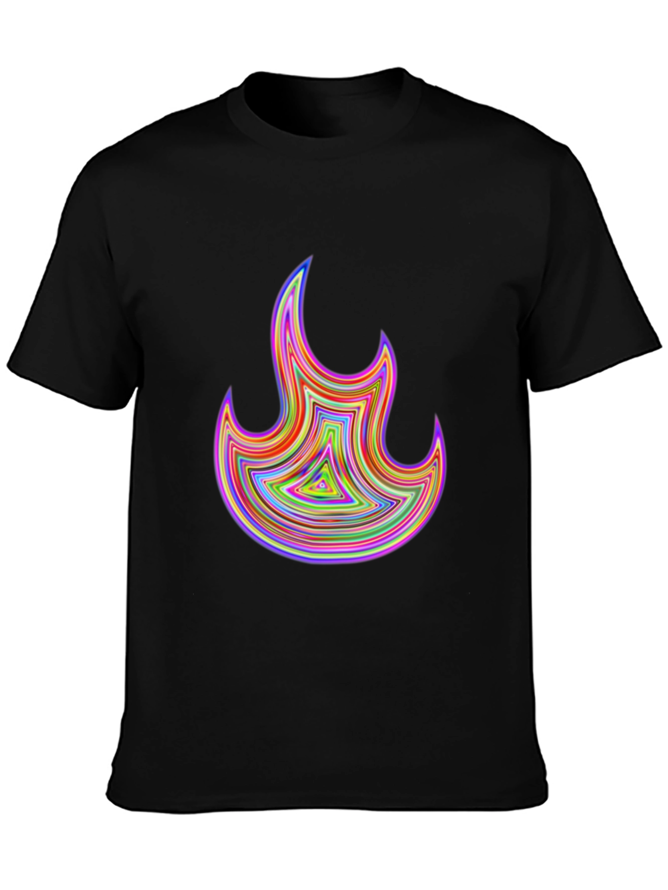 Psychedelic Flame Graphic Black T-Shirt