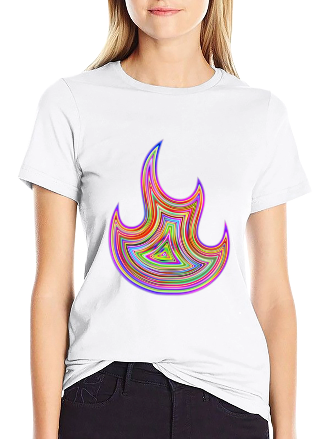 Psychedelic Flame Graphic Black T-Shirt