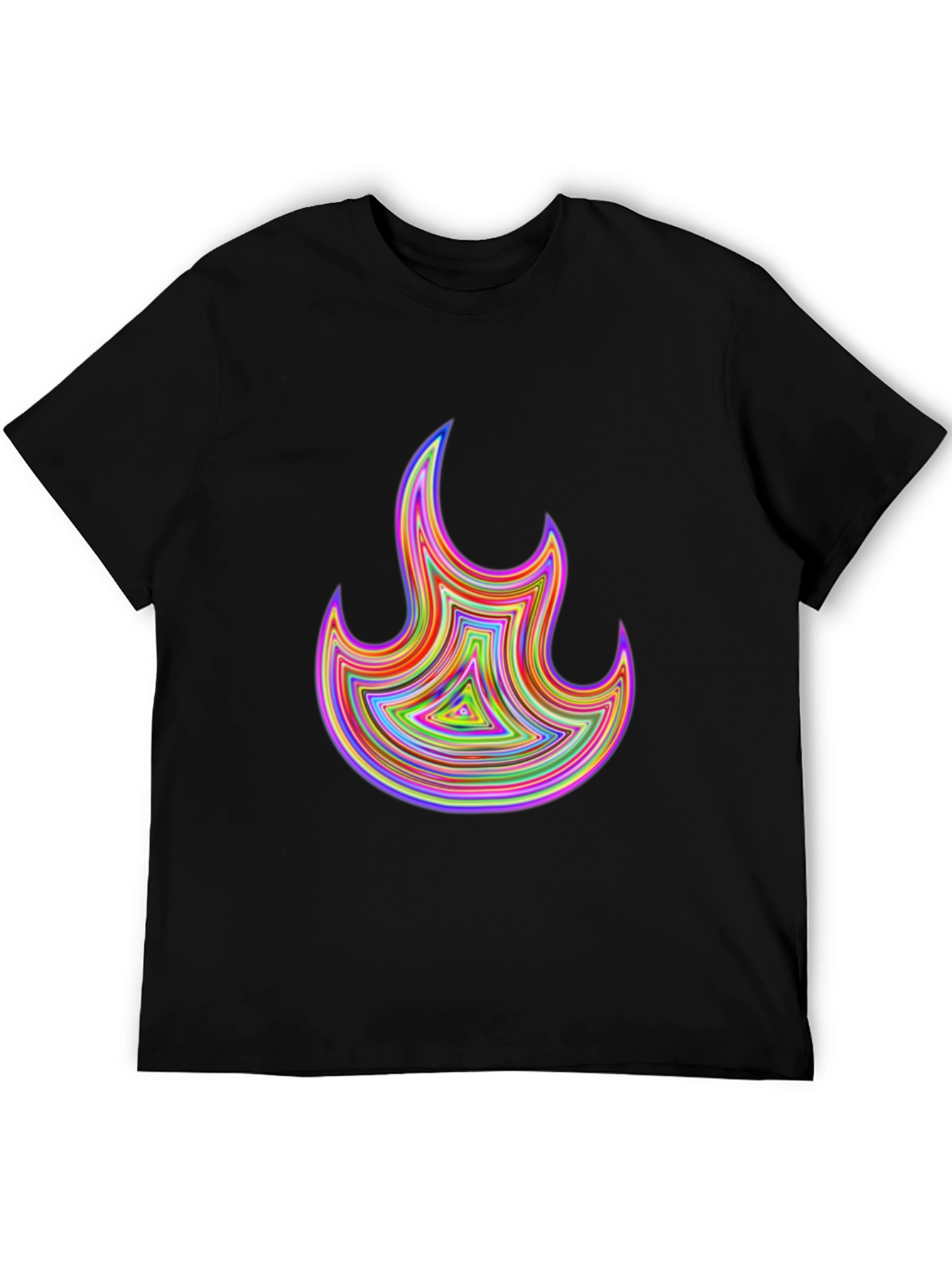 Psychedelic Flame Graphic Black T-Shirt