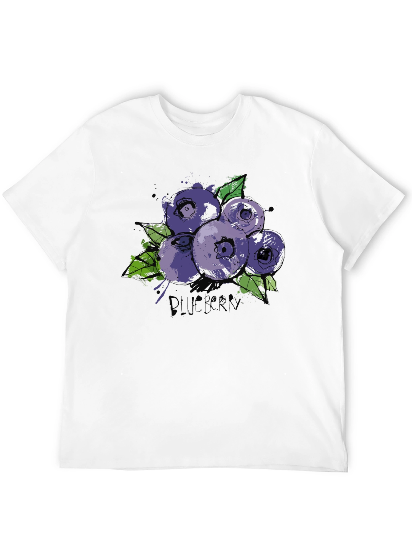 Blueberry Graphic Print Black T-Shirt