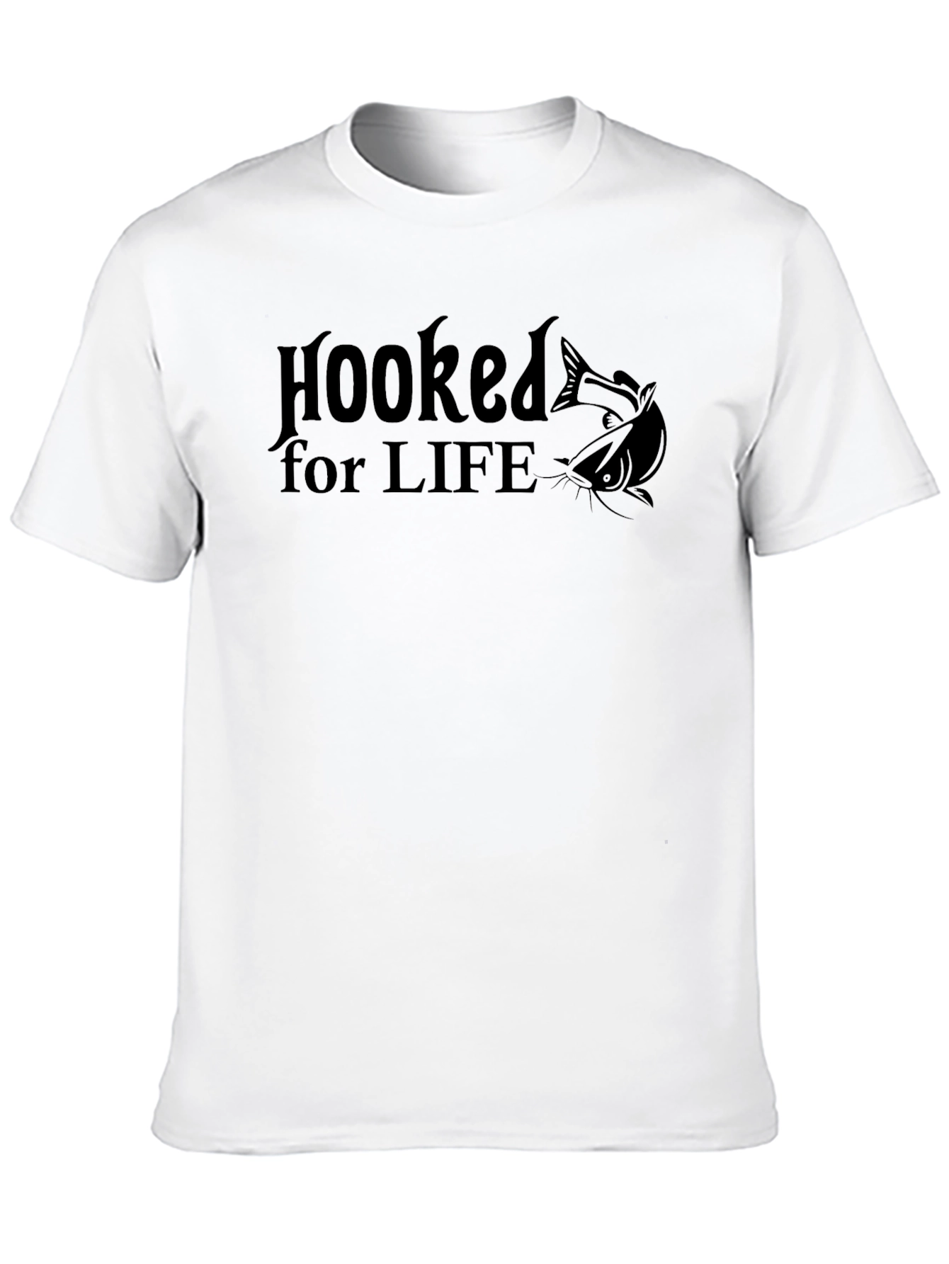 Hooked for Life Black T-Shirt Fishing Graphic Tee