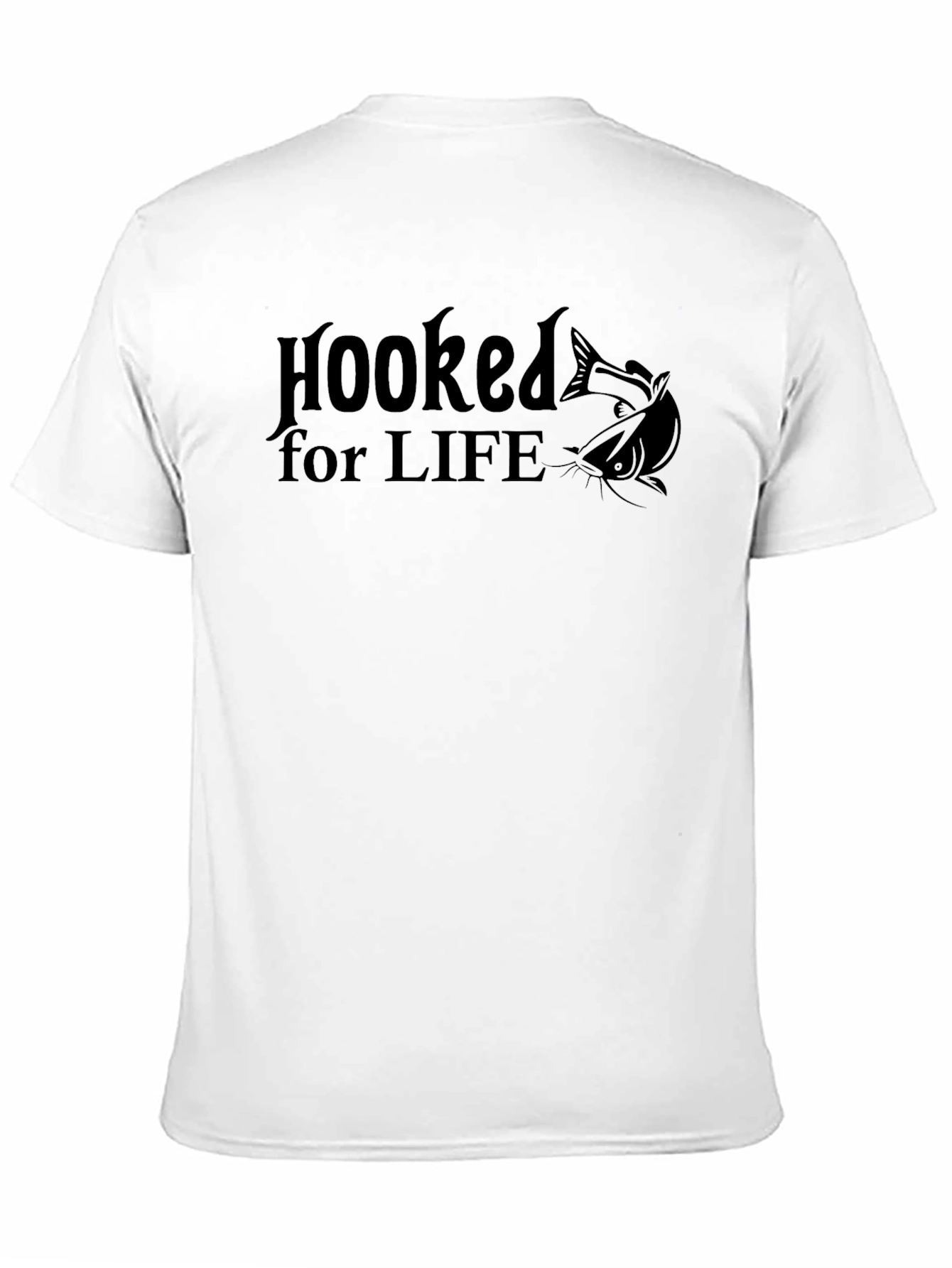 Hooked for Life Black T-Shirt Fishing Graphic Tee