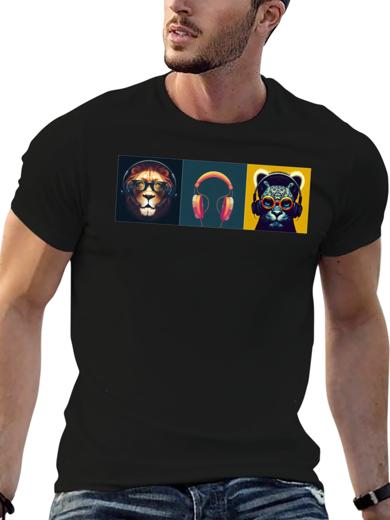 Cool Cats & Beats Black Graphic Tee