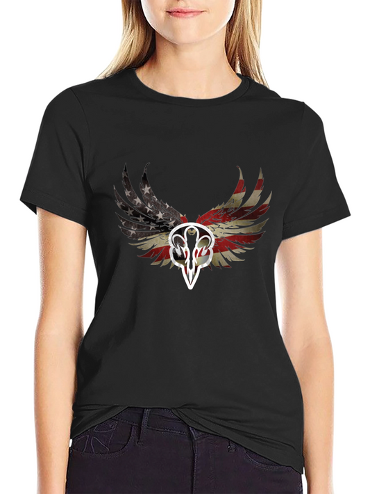 American Flag Wings Graphic Black T-Shirt